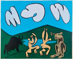 Picasso, Bacchanale au taureau noir (Orozco 214), Grabados al linóleo (d'après)