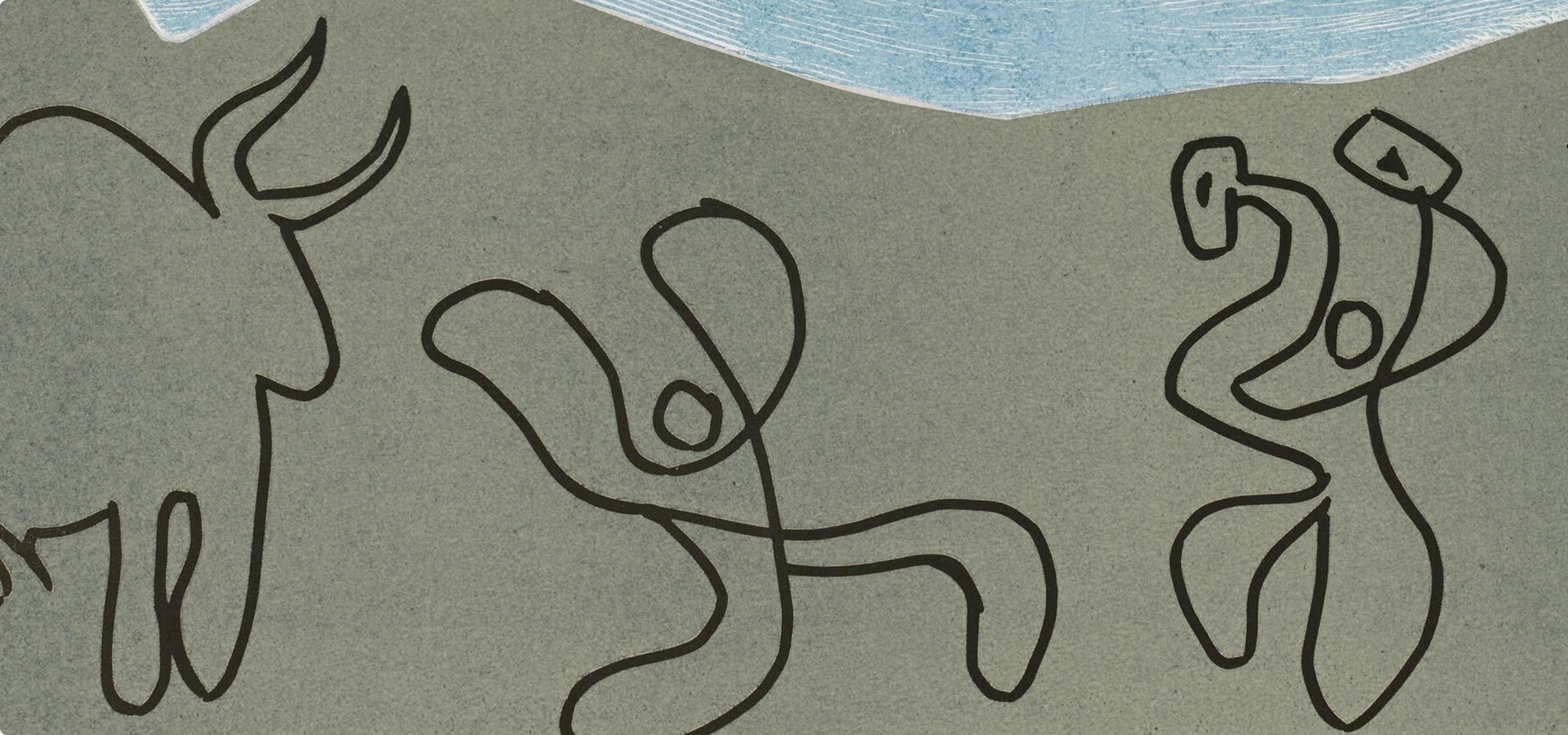 Picasso, Bacchanale (Orozco 214), Grabados al linóleo (d'après) - Gris Figurative Print par Pablo Picasso
