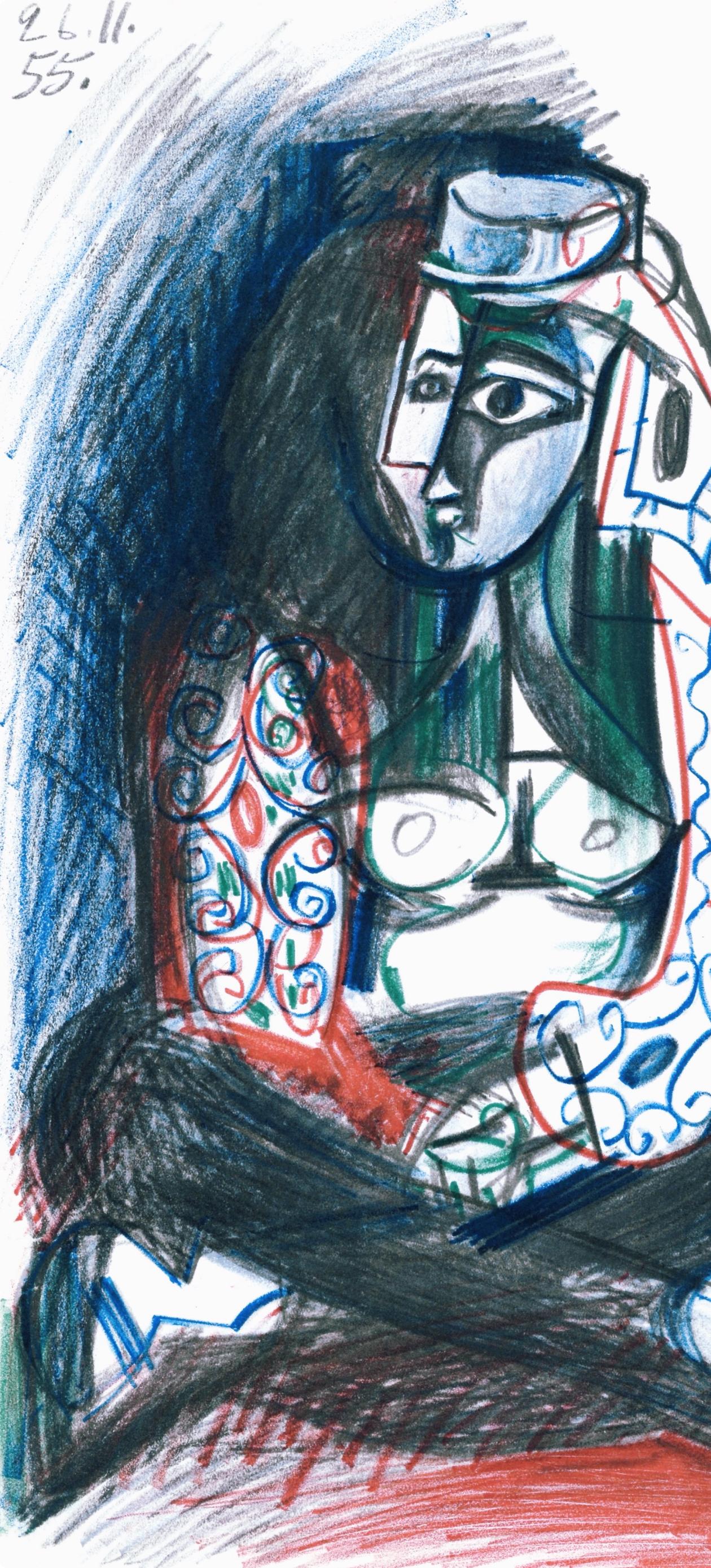 Picasso, Carnet de la Californie XVIII (Bloch/Livres 94; Cramer 101) (dopo) - Abstract Print Blu di Pablo Picasso