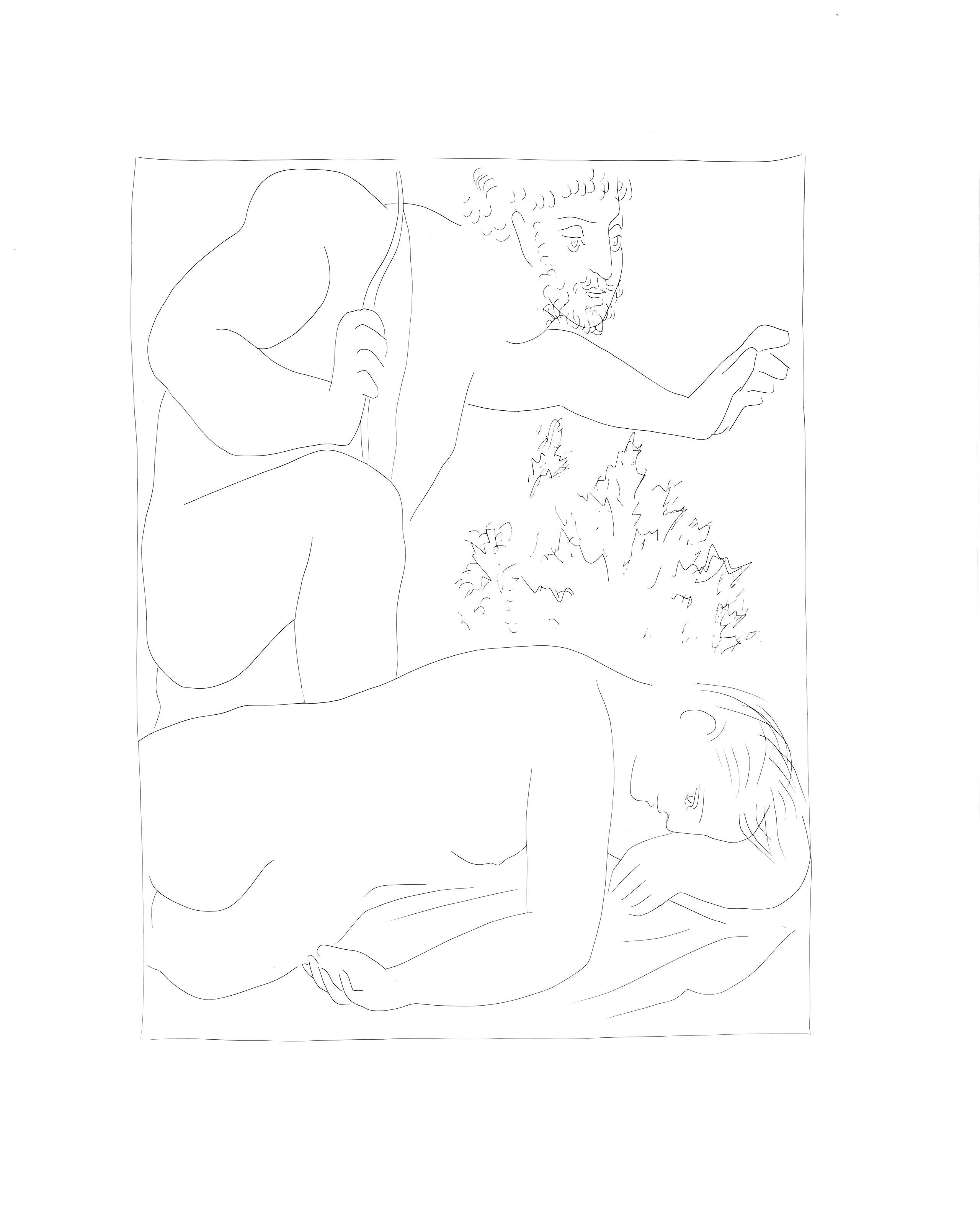 Lithograph on vélin papier Vergé fin blanc des papeteries de Bellerive paper. Paper size: 11.02 x 8.66 inches. Inscription: Unsigned and unnumbered, as issued. Notes: From the folio, Suite des reproductions des Eaux-fortes de Pablo Picasso pour