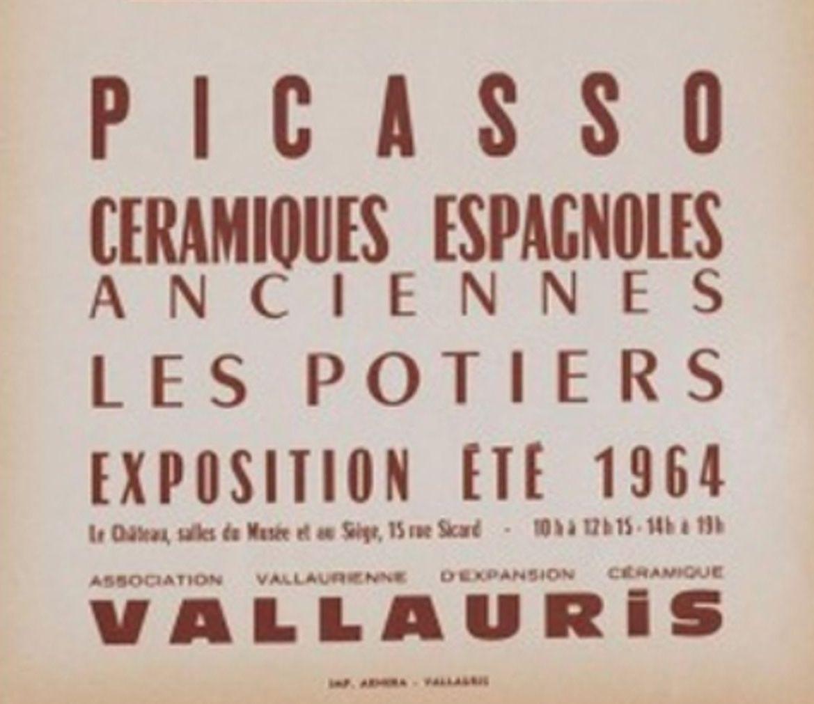 Picasso Ceramiques Espagnoles 1964 exposition lithograph - Beige Print by Pablo Picasso