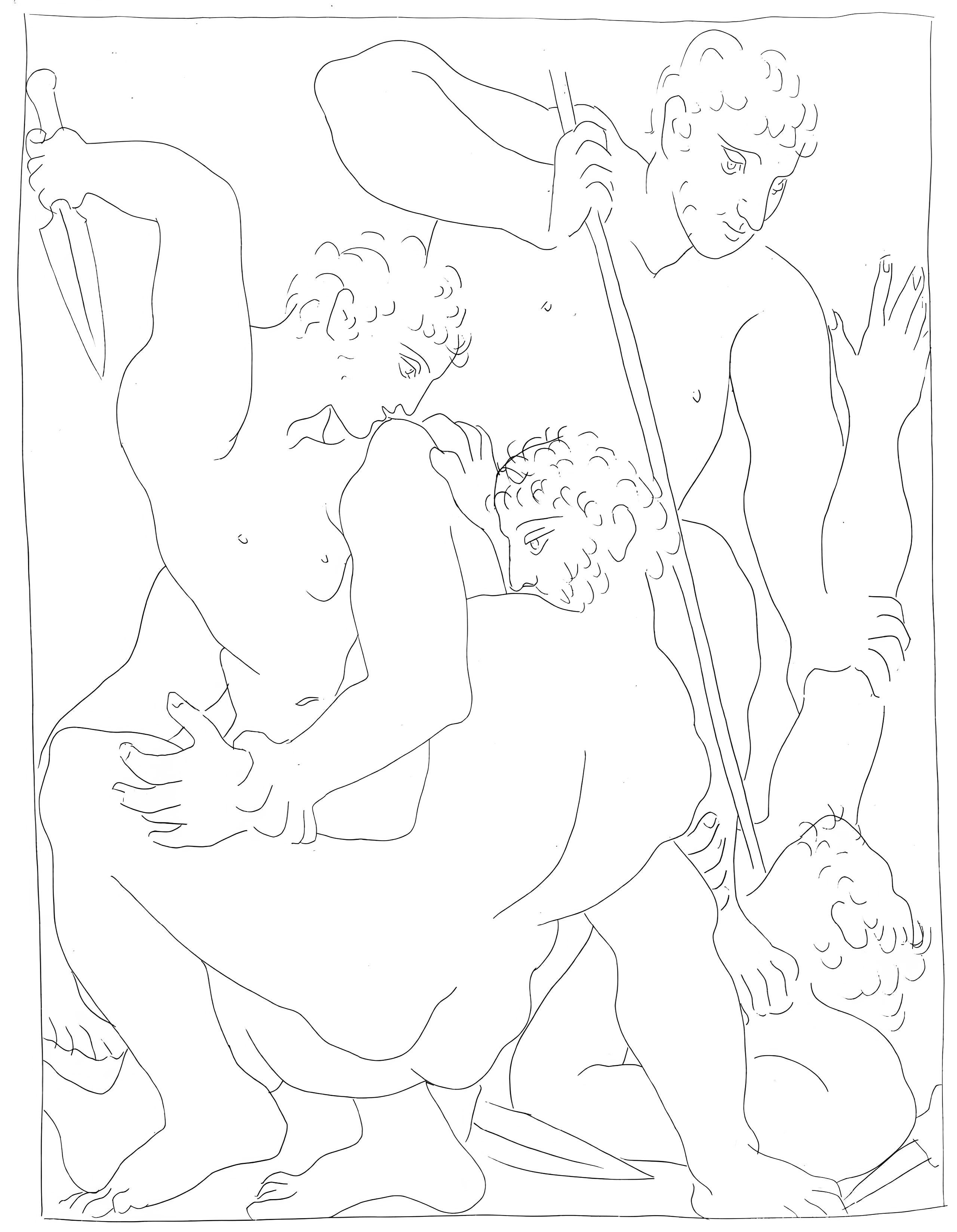 Pablo Picasso Figurative Print - Picasso, Combat pour Andromède entre Persée et Phinée, Les Métamorphoses (after)