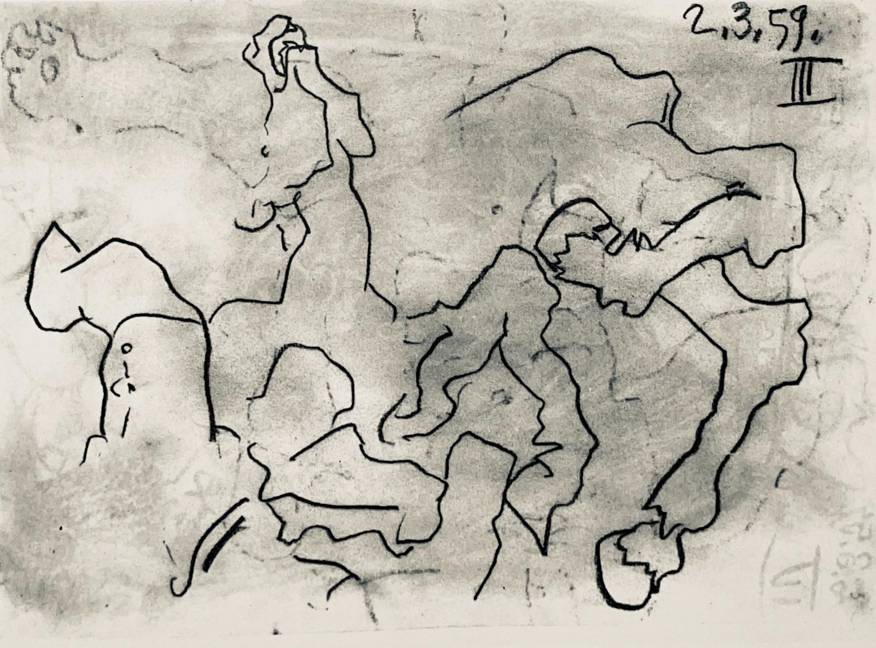 Picasso, Composition (Bloch 1276 ; Czwiklitzer 23), Toros y Toreros (après) - Moderne Print par Pablo Picasso