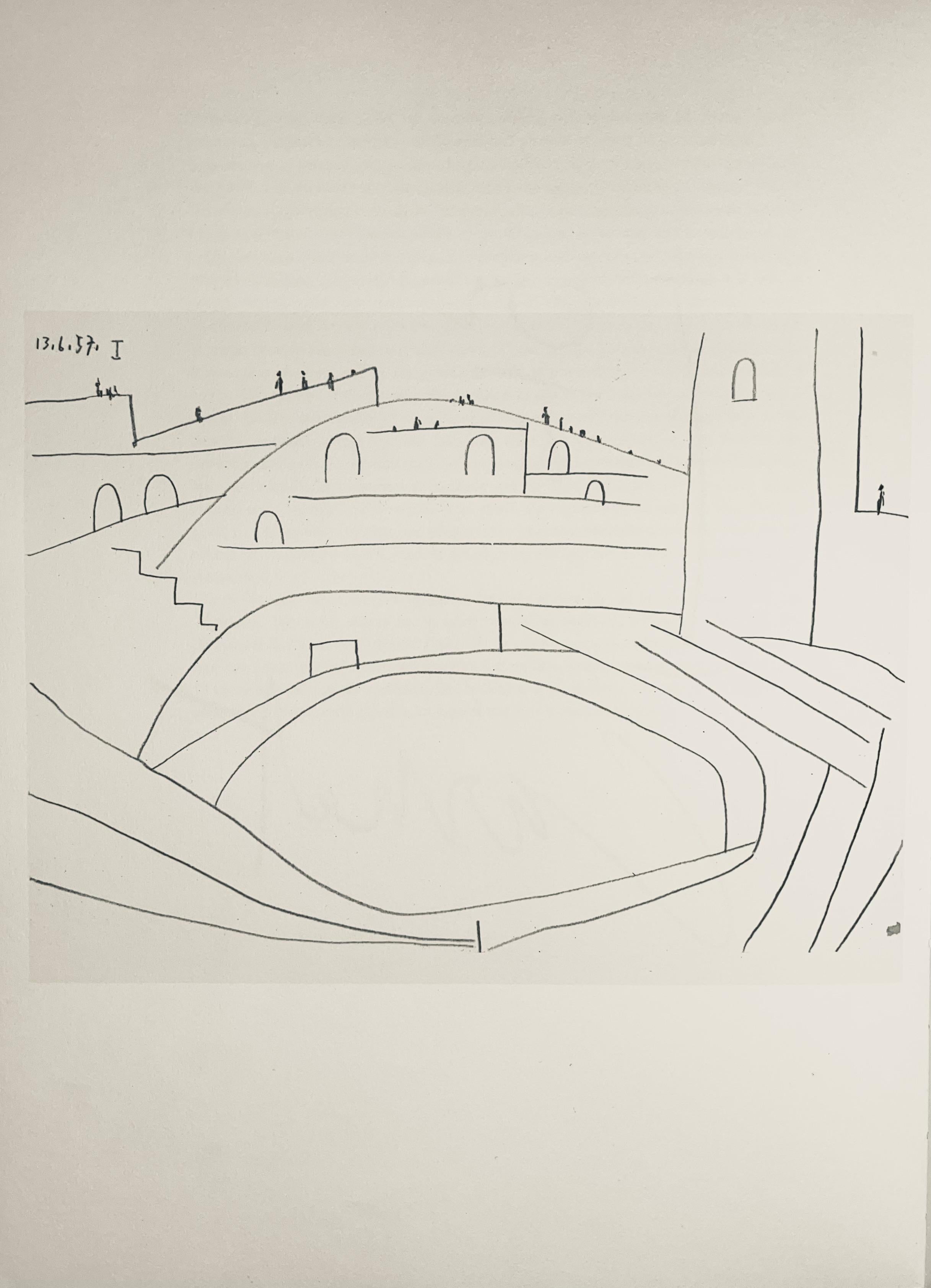 Picasso, Composizione (Bloch 1276; Czwiklitzer 23), Toros y Toreros (dopo) - Figurative Print Beige di Pablo Picasso