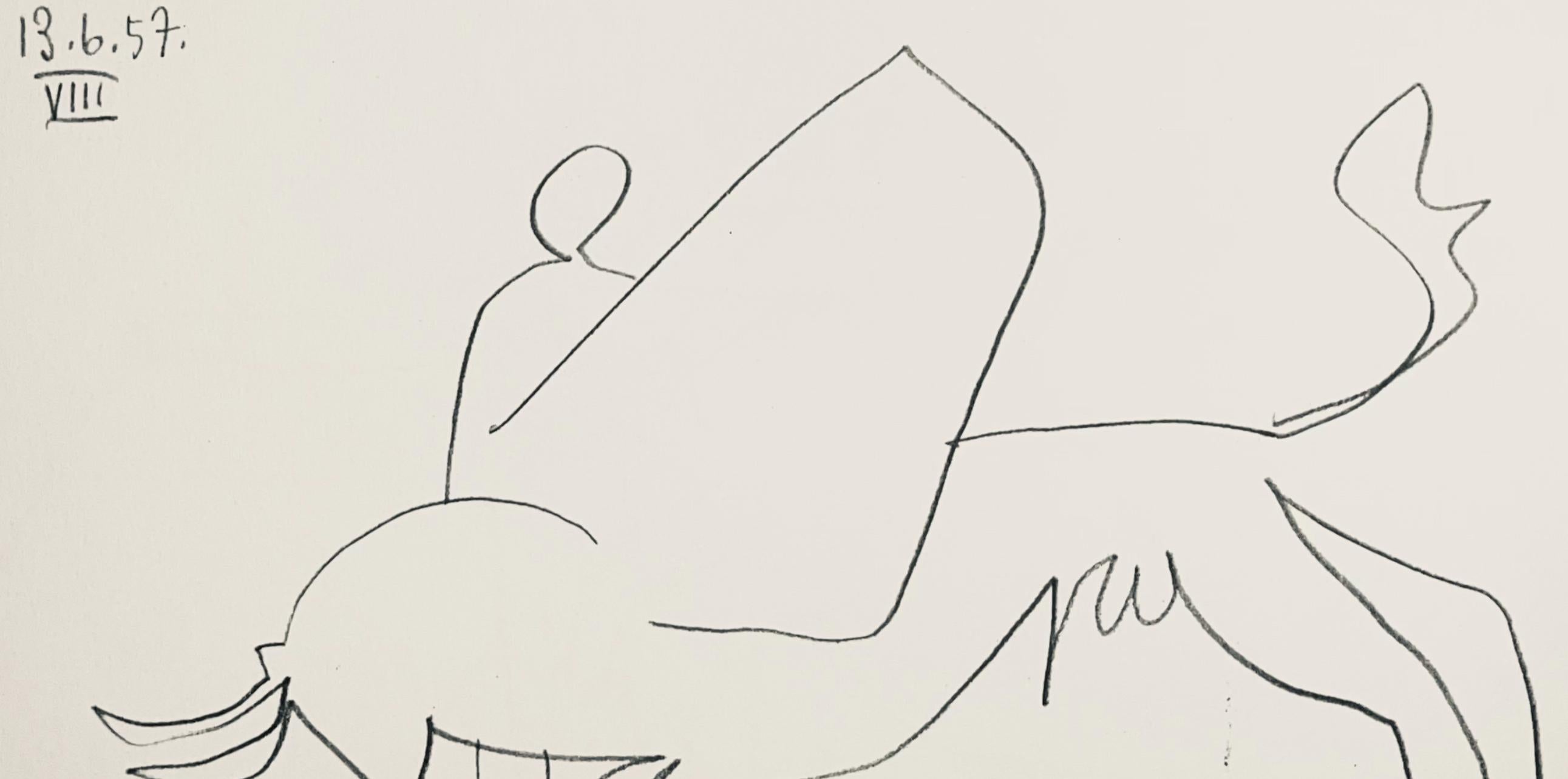 Picasso, Composition (Bloch 1276; Czwiklitzer 23), Toros y Toreros (after) - Beige Figurative Print by Pablo Picasso