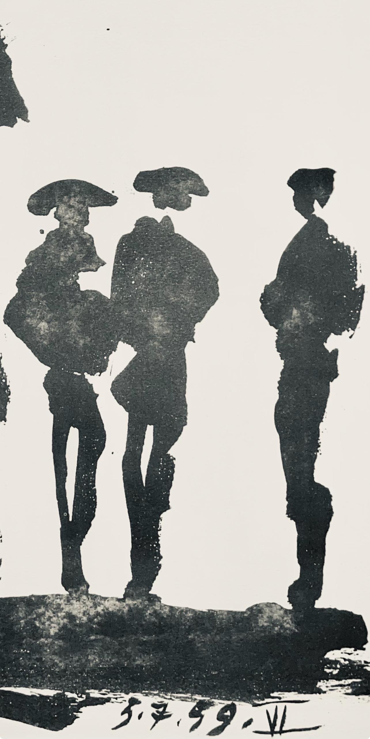 Picasso, Composition (Bloch 1276 ; Czwiklitzer 23), Toros y Toreros (après) - Beige Figurative Print par Pablo Picasso