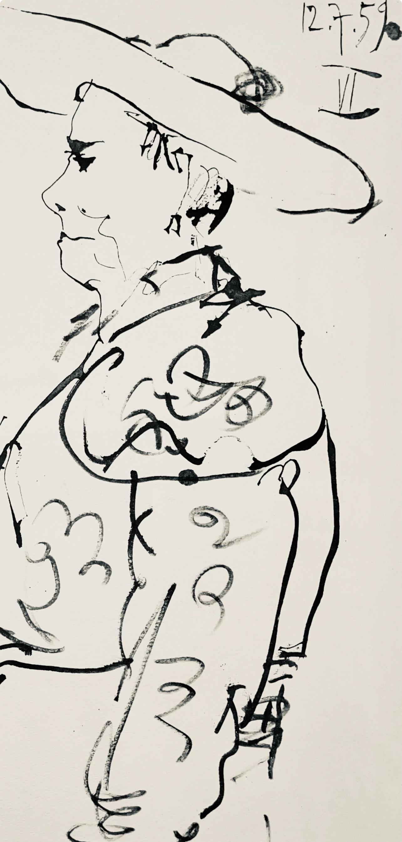 Picasso, Komposition (Bloch 1276; Czwiklitzer 23), Toros y Toreros (nach) (Beige), Landscape Print, von Pablo Picasso