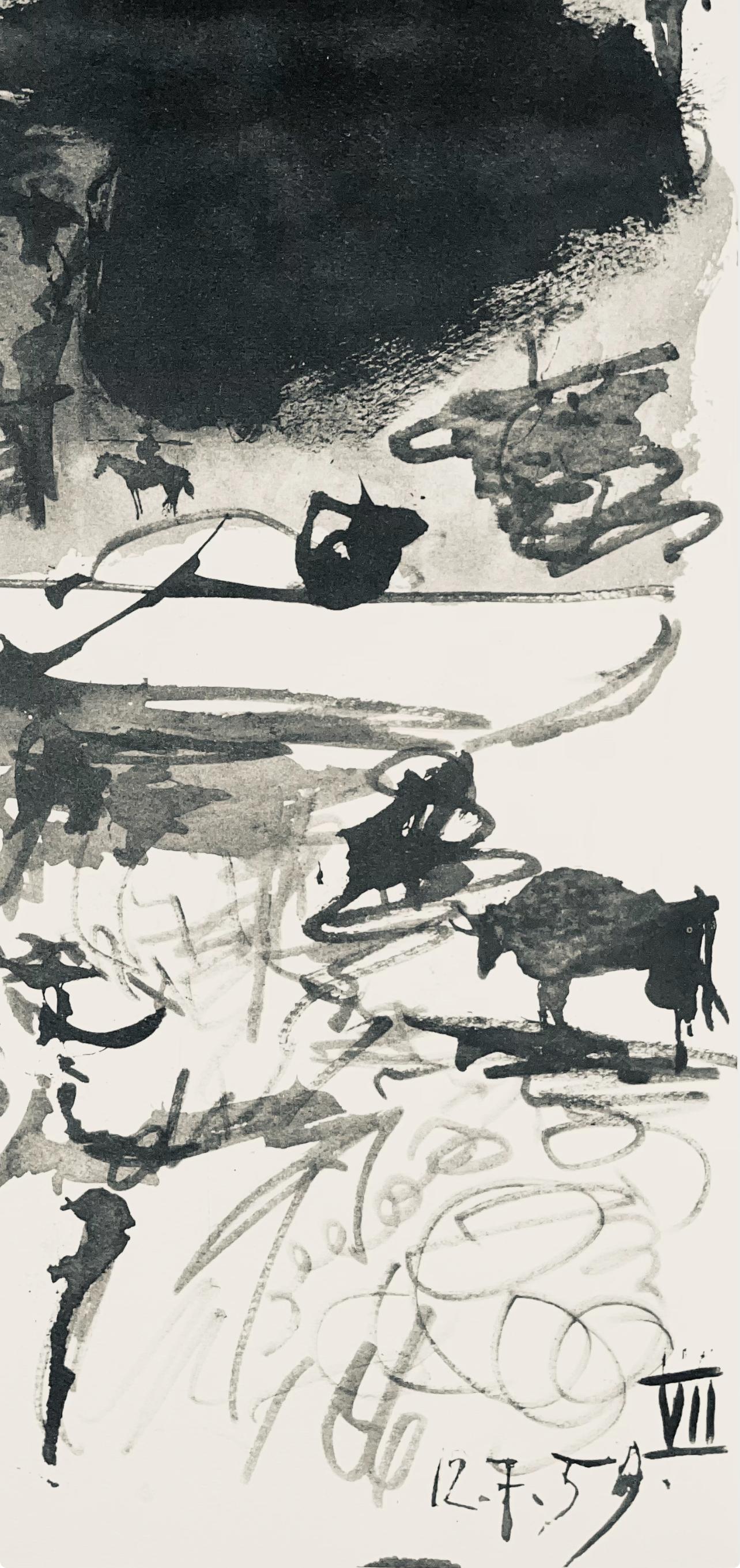 Picasso, Composition (Bloch 1276 ; Czwiklitzer 23), Toros y Toreros (après) - Beige Figurative Print par Pablo Picasso