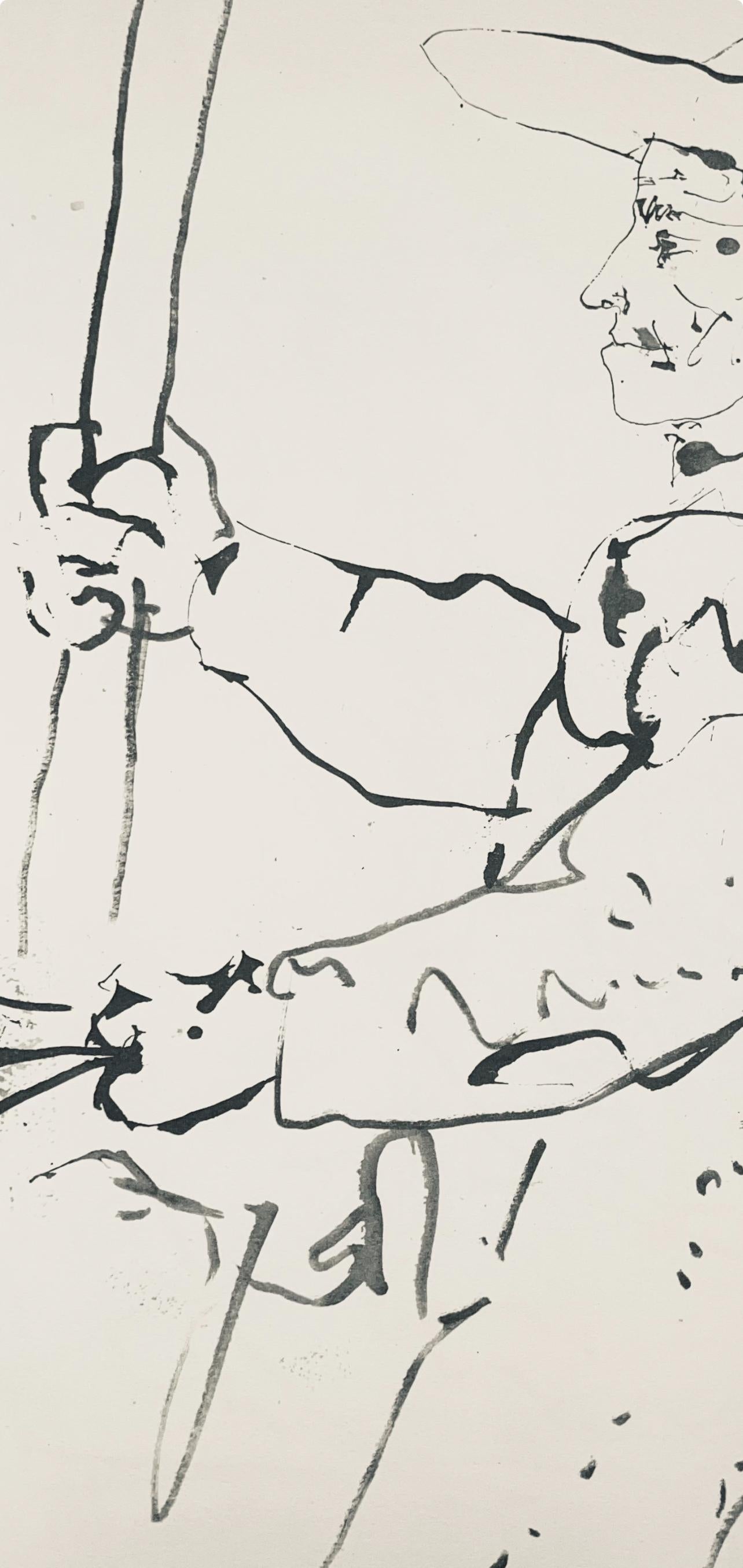 Picasso, Composition (Bloch 1276 ; Czwiklitzer 23), Toros y Toreros (après) - Beige Landscape Print par Pablo Picasso