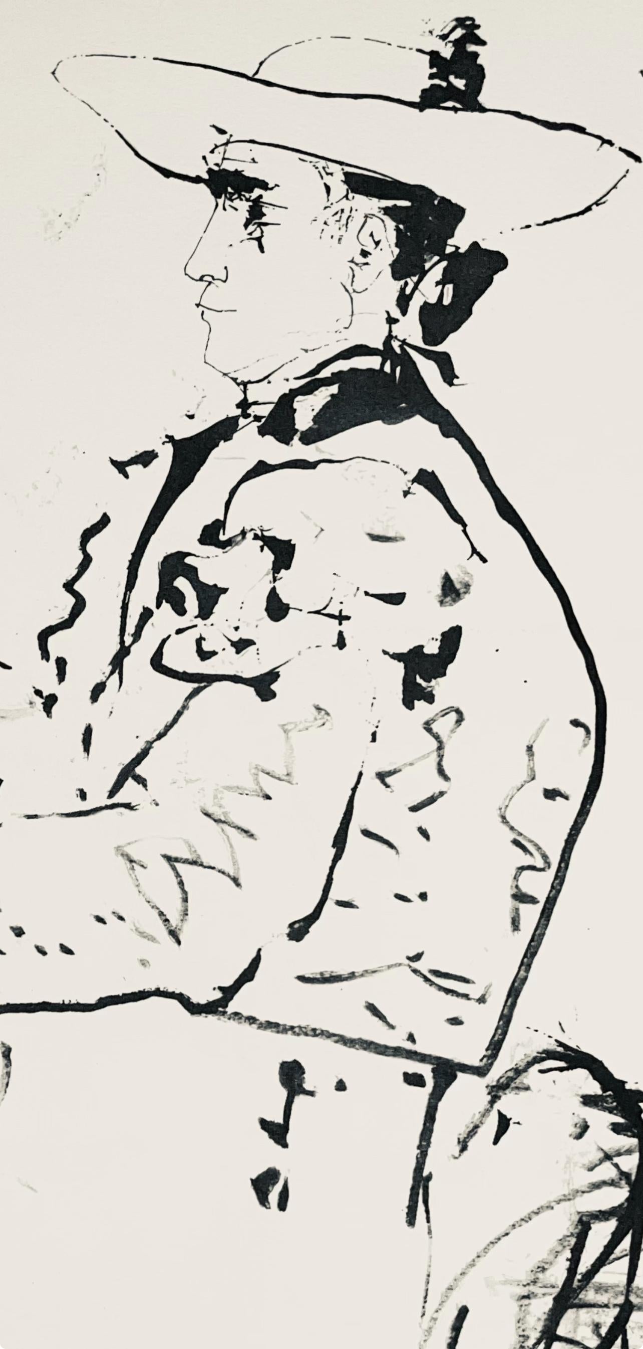 Picasso, Komposition (Bloch 1276; Czwiklitzer 23), Toros y Toreros (nach) (Beige), Figurative Print, von Pablo Picasso