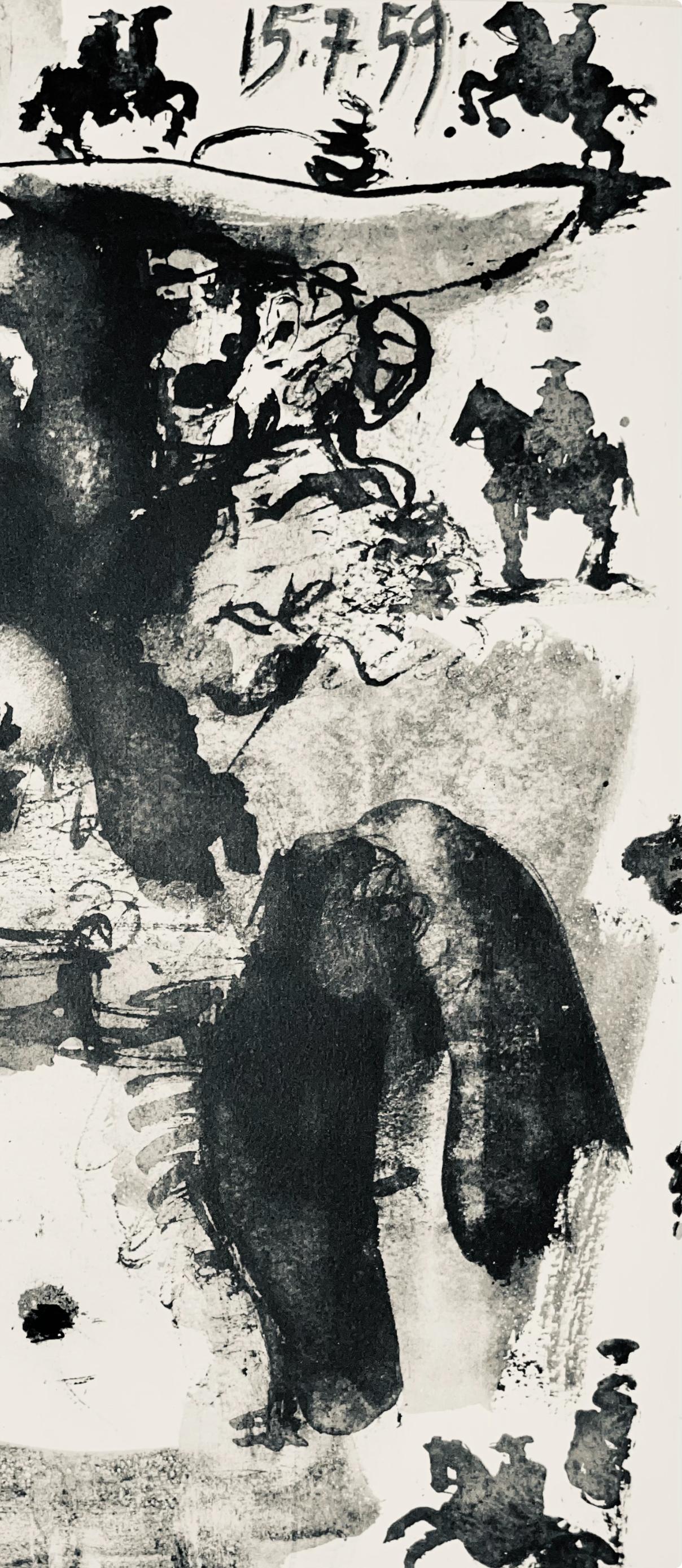 Picasso, Composition (Bloch 1276 ; Czwiklitzer 23), Toros y Toreros (après) - Gris Figurative Print par Pablo Picasso