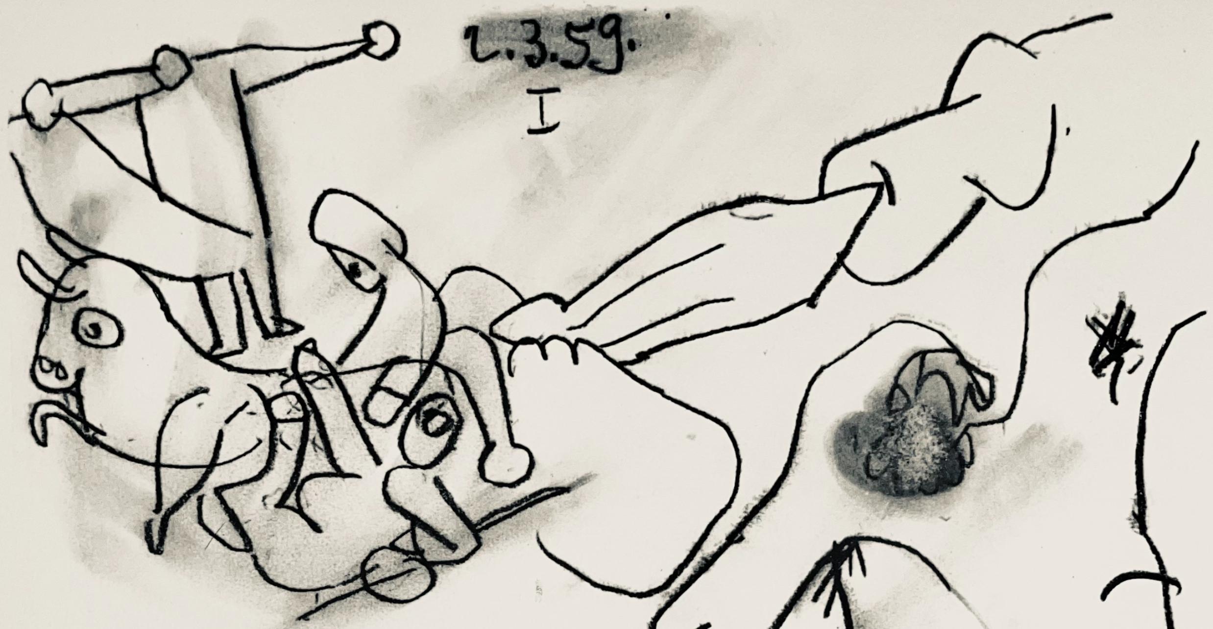 Picasso, Composition (Bloch 1276; Czwiklitzer 23), Toros y Toreros (after) - Beige Figurative Print by Pablo Picasso