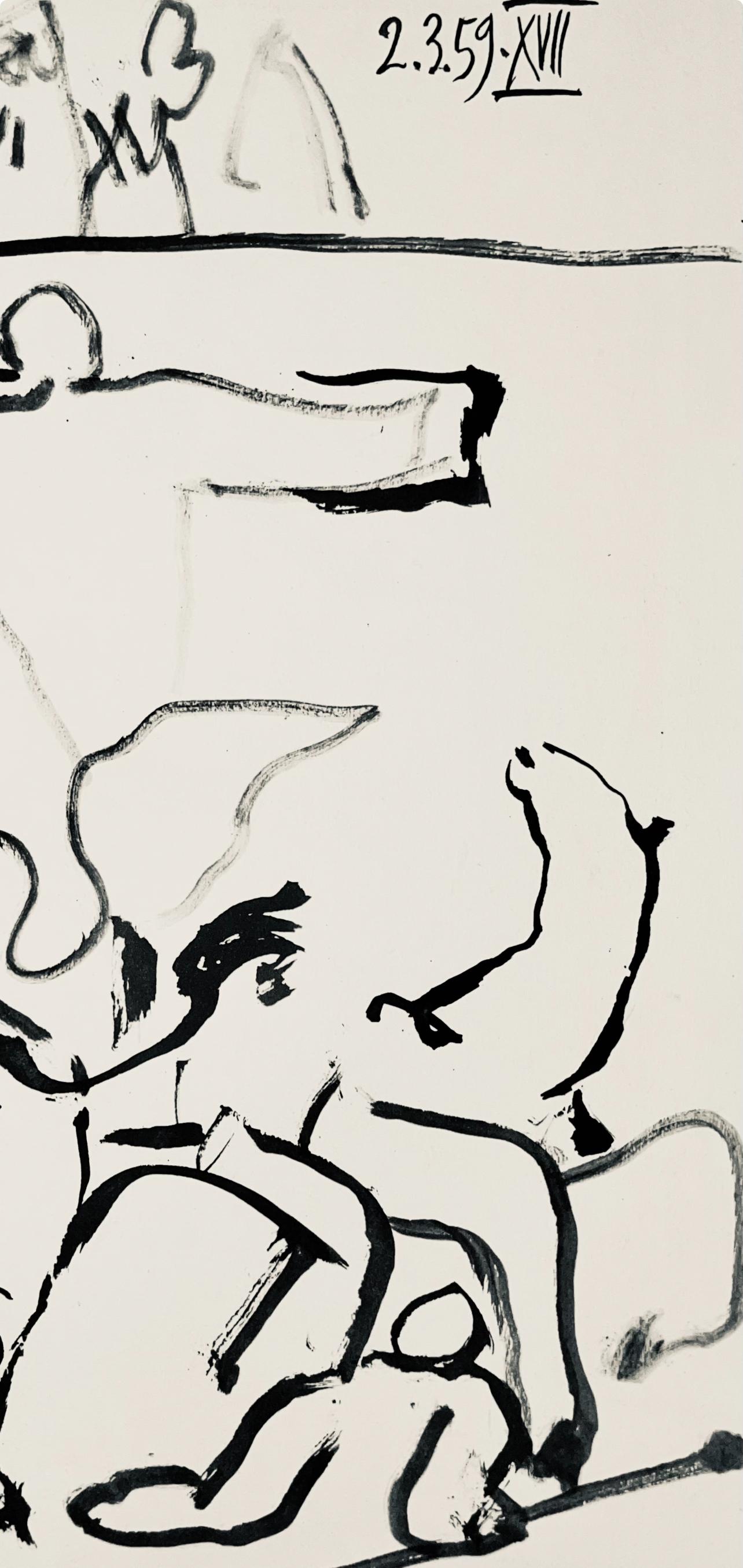 Picasso, Composition (Bloch 1276; Czwiklitzer 23), Toros y Toreros (after) - Beige Figurative Print by Pablo Picasso