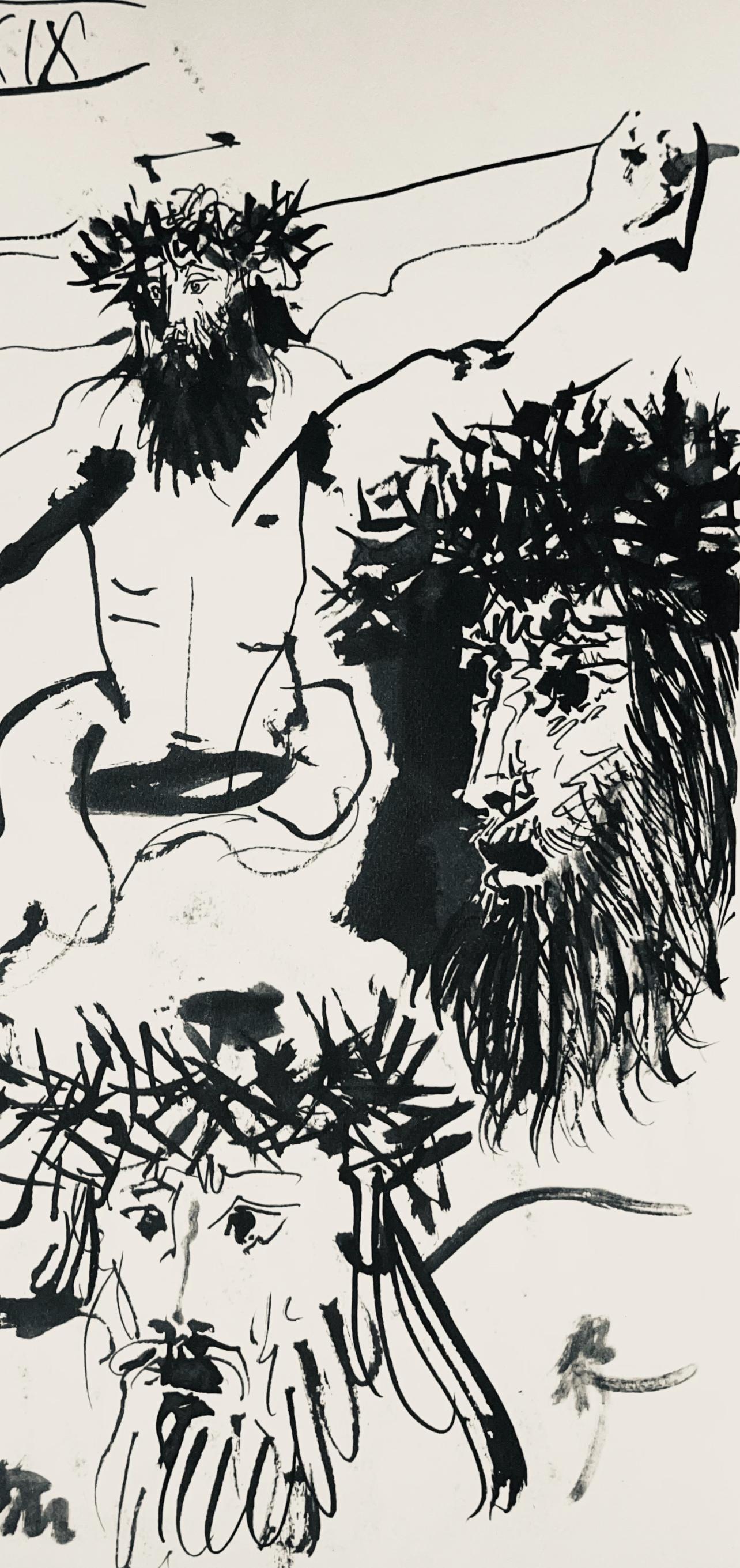 Picasso, Komposition (Bloch 1276; Czwiklitzer 23), Toros y Toreros (nach) (Grau), Figurative Print, von Pablo Picasso