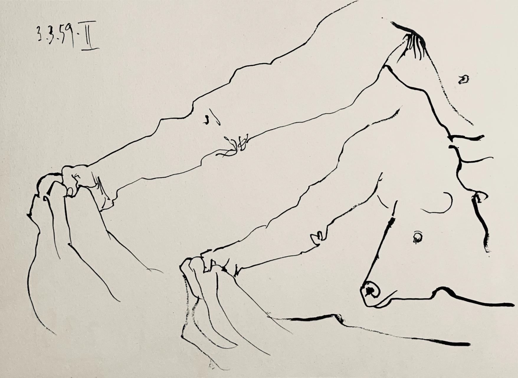 Picasso, Composition (Bloch 1276; Czwiklitzer 23), Toros y Toreros (after) - Beige Figurative Print by Pablo Picasso