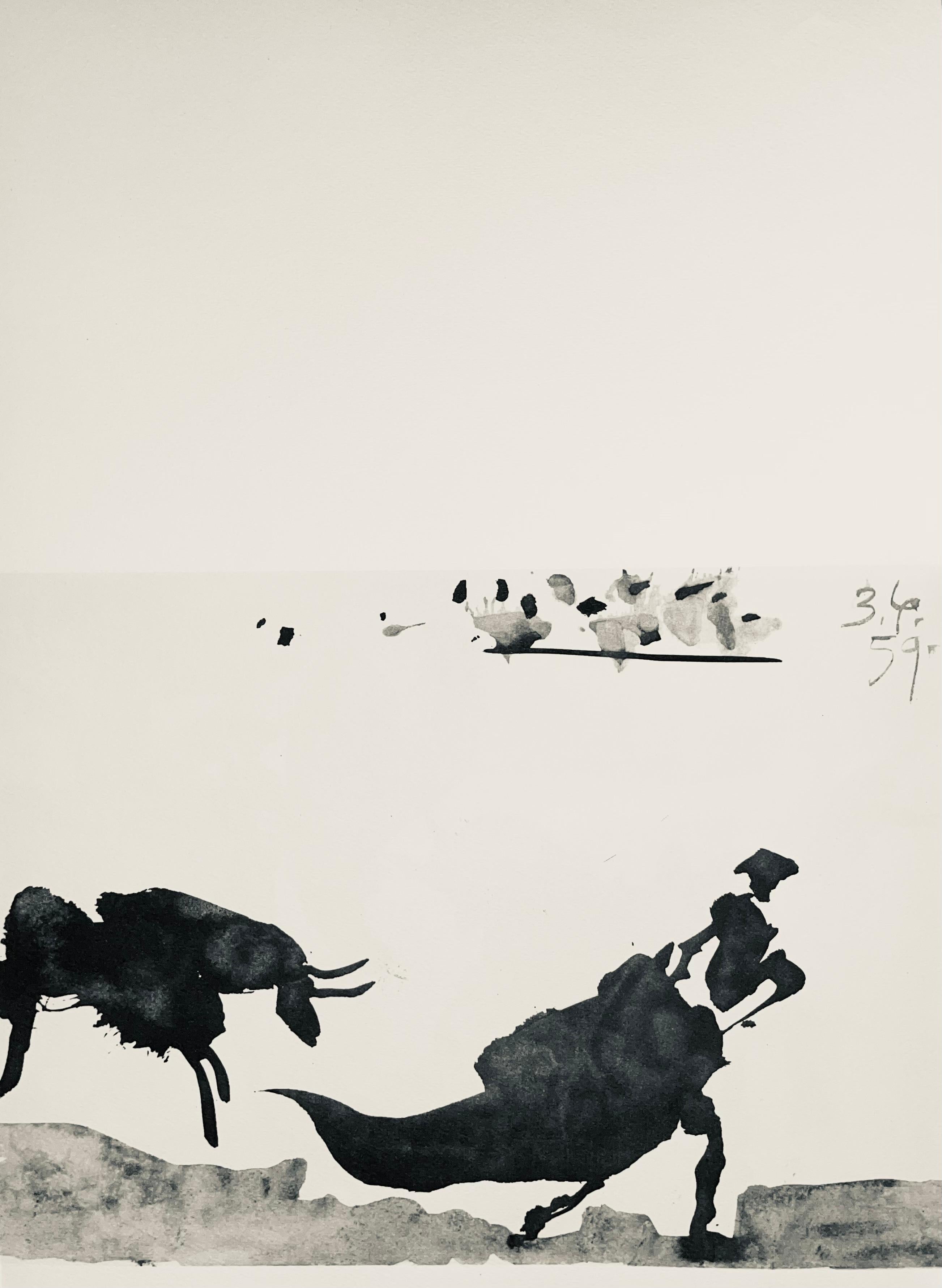 Picasso, Composition (Bloch 1276; Czwiklitzer 23), Toros y Toreros (after) - Beige Figurative Print by Pablo Picasso