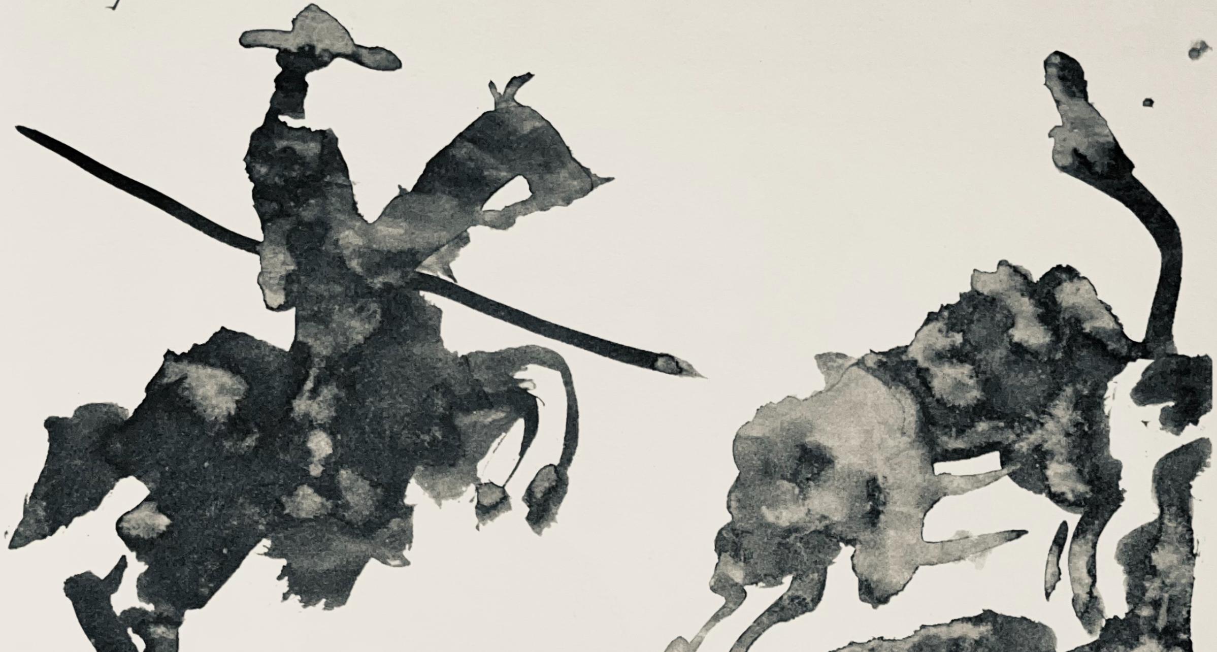 Picasso, Composition (Bloch 1276; Czwiklitzer 23), Toros y Toreros (after) - Beige Landscape Print by Pablo Picasso