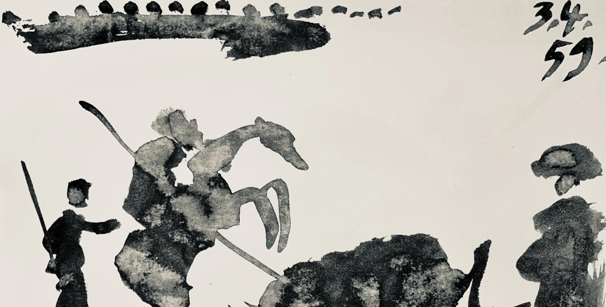 Picasso, Composition (Bloch 1276 ; Czwiklitzer 23), Toros y Toreros (après) - Beige Figurative Print par Pablo Picasso