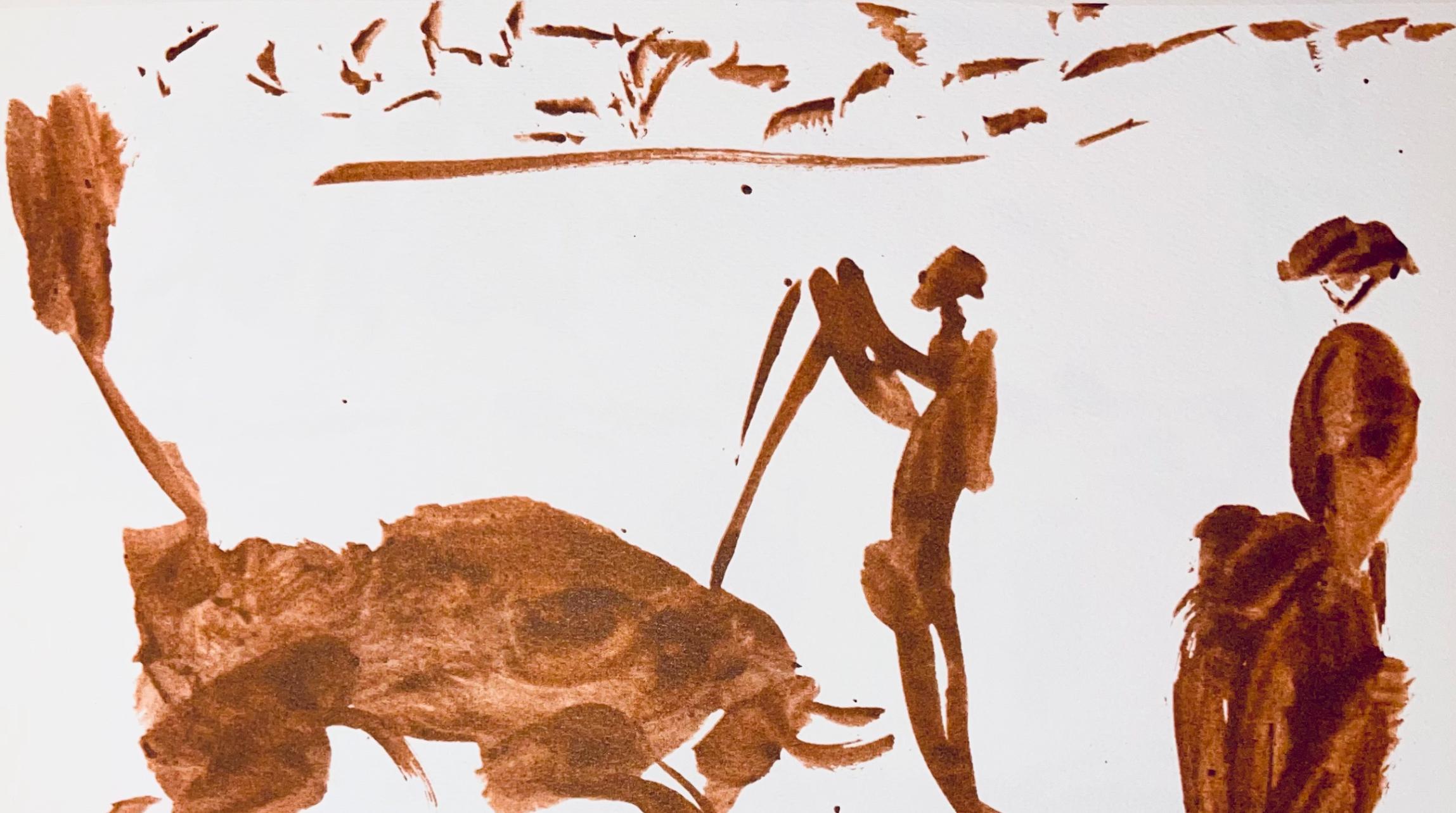 Picasso, Composition (Bloch 1276; Czwiklitzer 23), Toros y Toreros (after) - Gray Figurative Print by Pablo Picasso