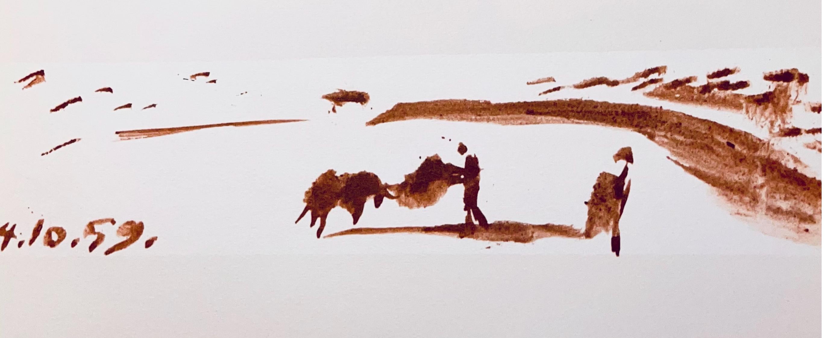 Picasso, Composition (Bloch 1276; Czwiklitzer 23), Toros y Toreros (after) - Gray Landscape Print by Pablo Picasso