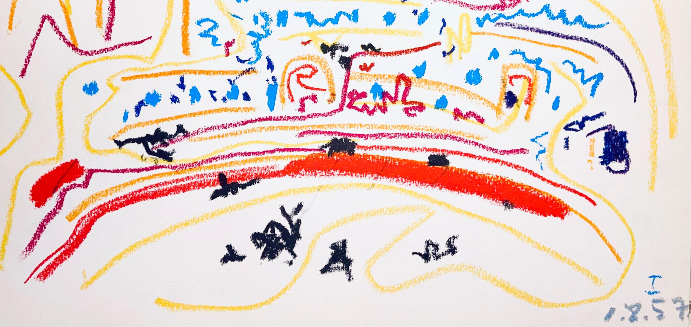 Picasso, Composition (Bloch 1276; Czwiklitzer 23), Toros y Toreros (after) - Beige Landscape Print by Pablo Picasso
