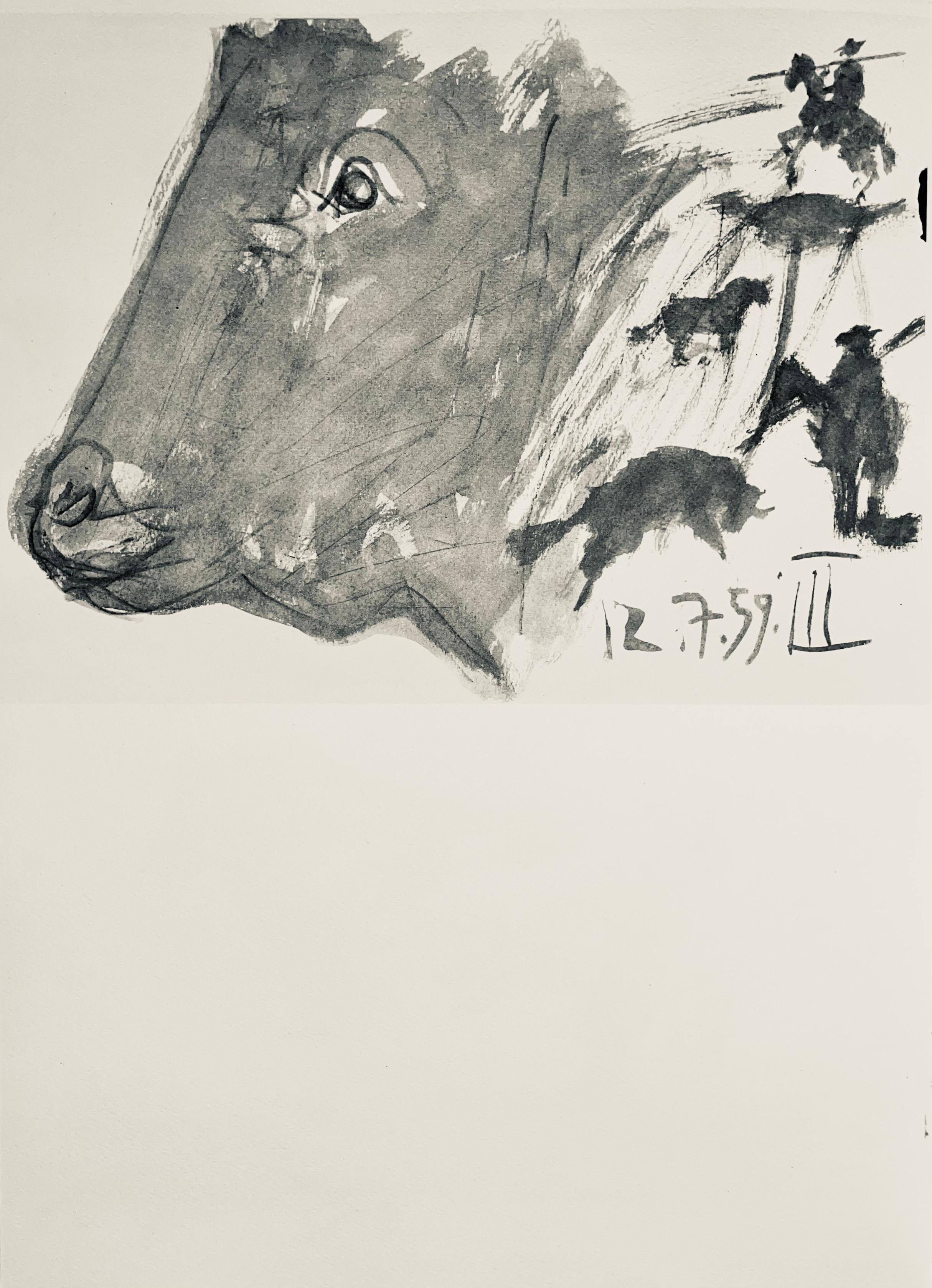 Lithographie sur papier vélin d'Arches. Non signé et non numéroté, tel que publié. Bon état. Notes : Extrait du volume Pablo Picasso, Toros y Toreros, 1961. Publié par les Éditions Cercle d'Art ; imprimé par Mourlot Frères, Paris, avril-juin 1961.