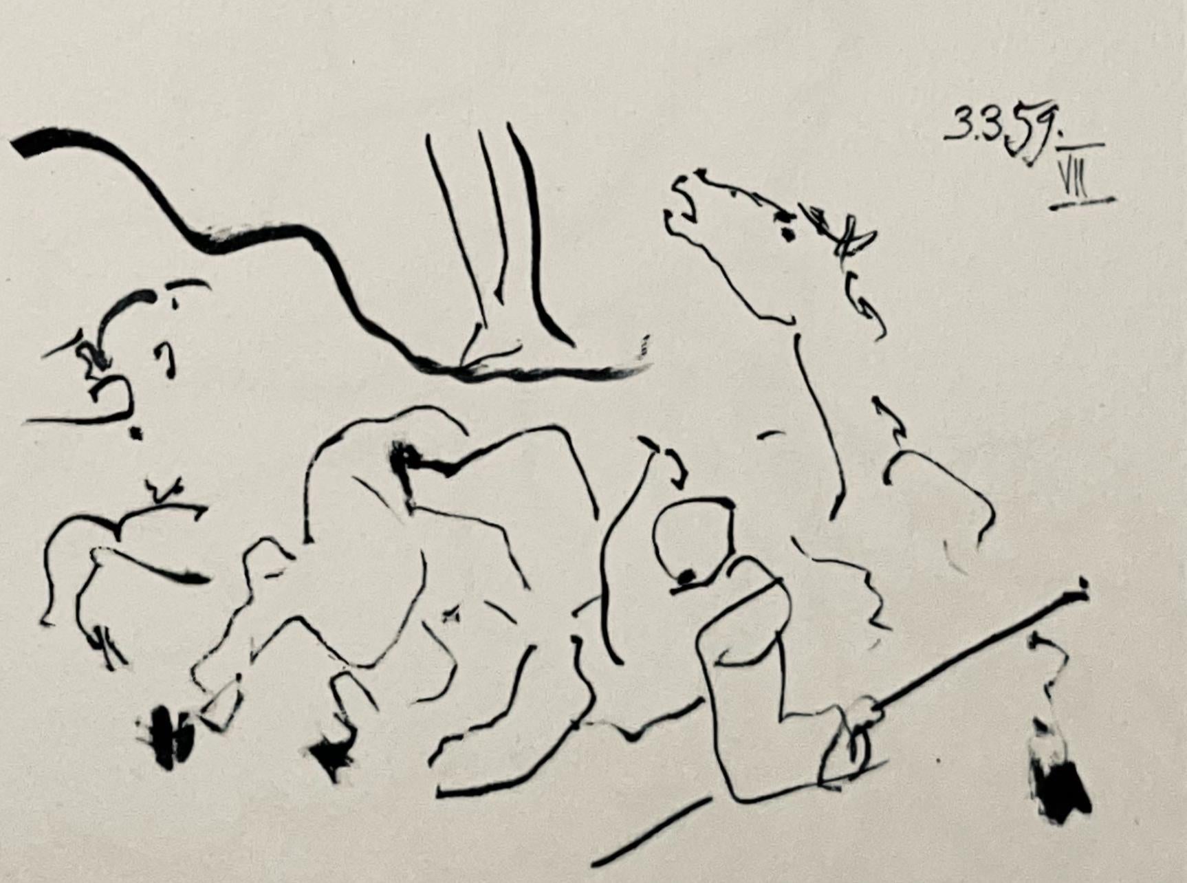 Lithograph on Arches wove paper. Unsigned and unnumbered, as issued. Good condition. Notes: From the volume, Pablo Picasso, Toros y Toreros, 1961. Published by aux Éditions Cercle d'Art; printed by Mourlot Frères, Paris, April-June 1961. Excerpted