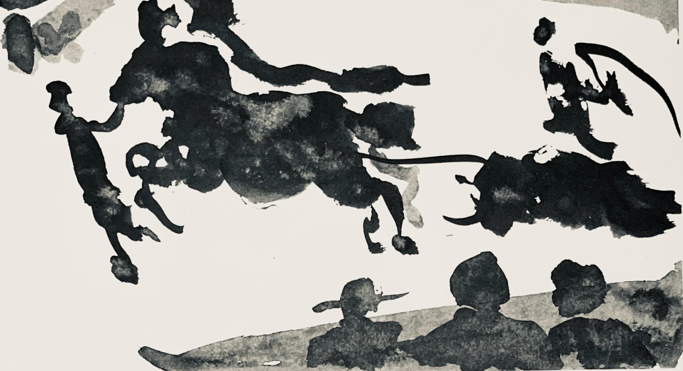 Lithographie auf Arches-Waffelpapier. Unsigniert und nicht nummeriert, wie ausgegeben. Guter Zustand. Anmerkungen: Aus dem Band, Pablo Picasso, Toros y Toreros, 1961. Herausgegeben von aux Éditions Cercle d'Art; gedruckt von Mourlot Frères, Paris,