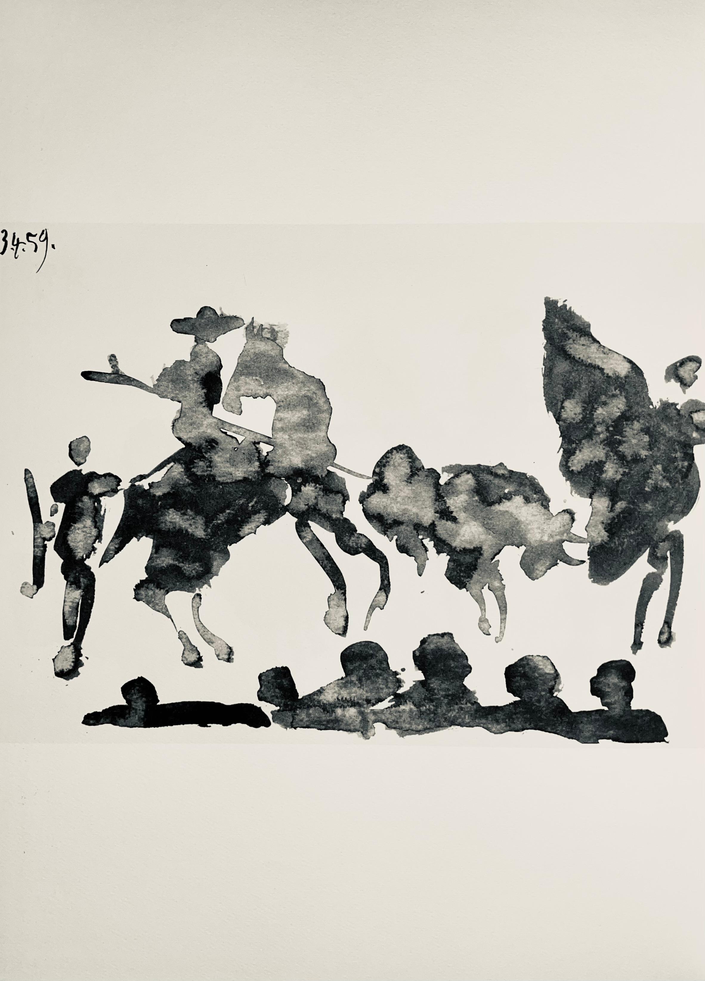 Lithographie auf Arches-Waffelpapier. Unsigniert und nicht nummeriert, wie ausgegeben. Guter Zustand. Anmerkungen: Aus dem Band, Pablo Picasso, Toros y Toreros, 1961. Herausgegeben von aux Éditions Cercle d'Art; gedruckt von Mourlot Frères, Paris,