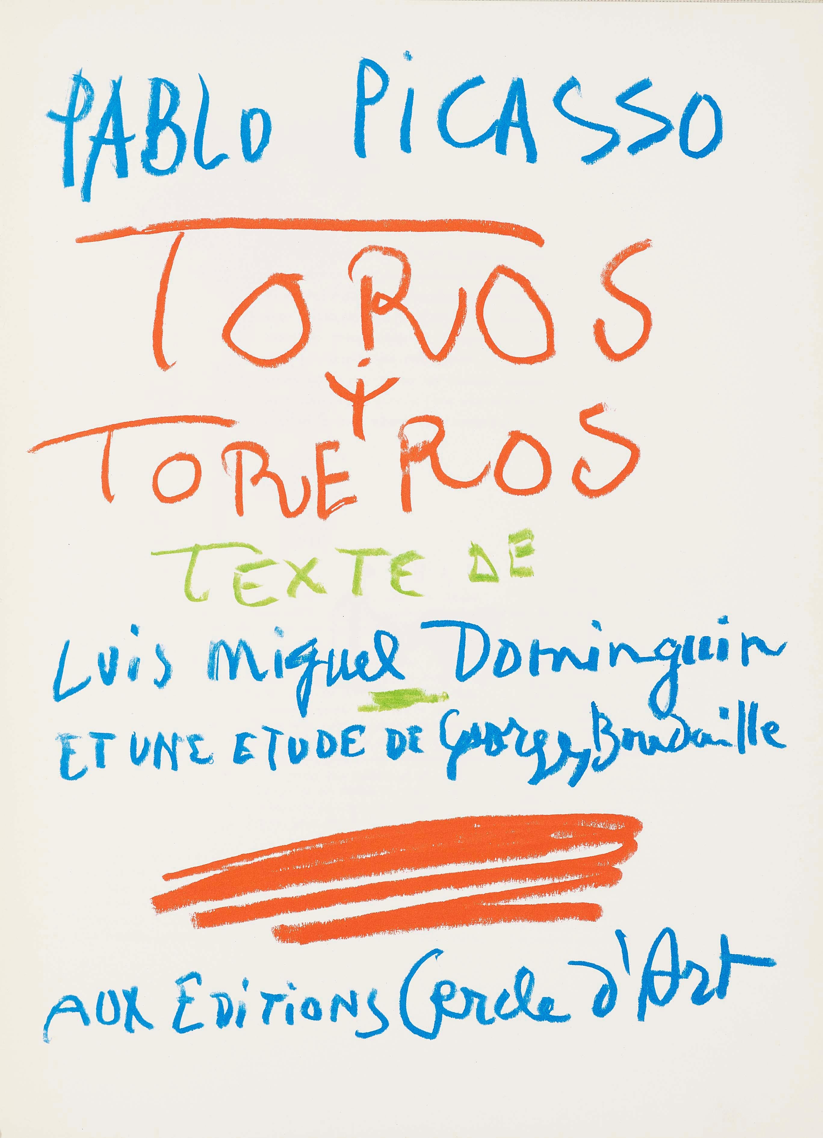 Lithograph on Arches wove paper. Unsigned and unnumbered, as issued. Good condition. Notes: From the volume, Pablo Picasso, Toros y Toreros, 1961. Published by aux Éditions Cercle d'Art; printed by Mourlot Frères, Paris, April-June 1961. Excerpted