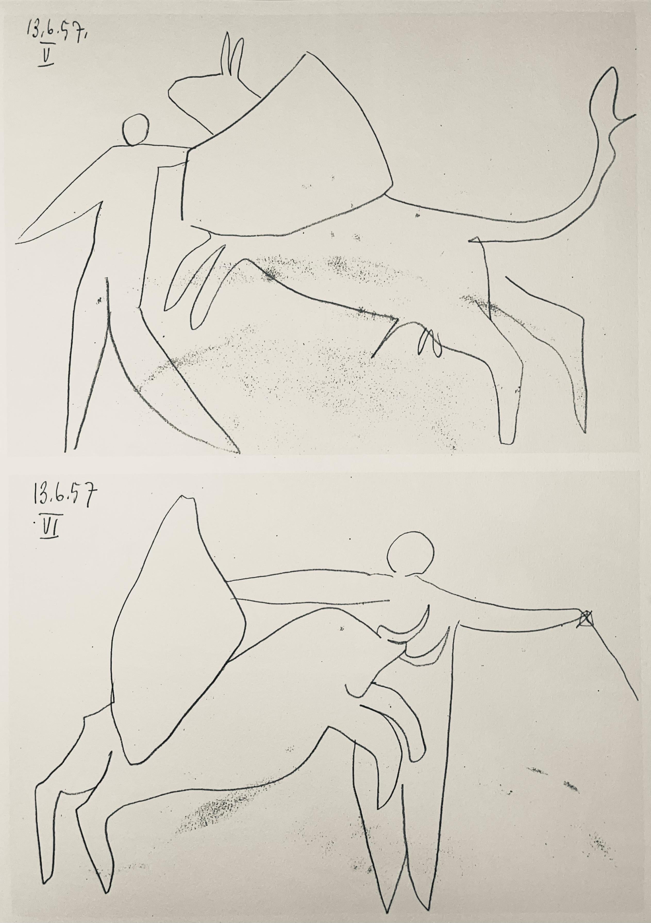 Pablo Picasso Figurative Print - Picasso, Composition (Bloch 1276; Czwiklitzer 23), Toros y Toreros (after)