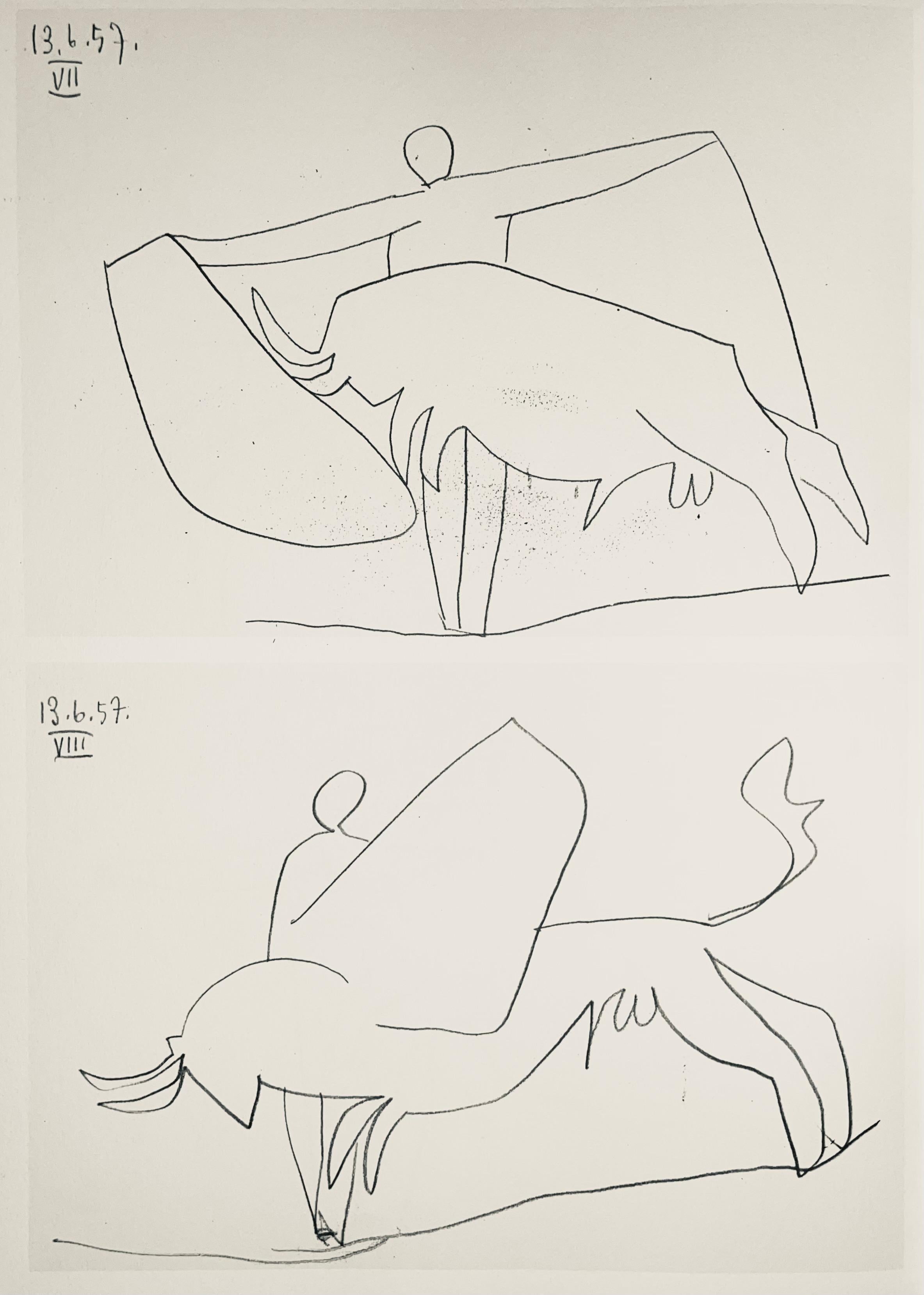Pablo Picasso Figurative Print - Picasso, Composition (Bloch 1276; Czwiklitzer 23), Toros y Toreros (after)