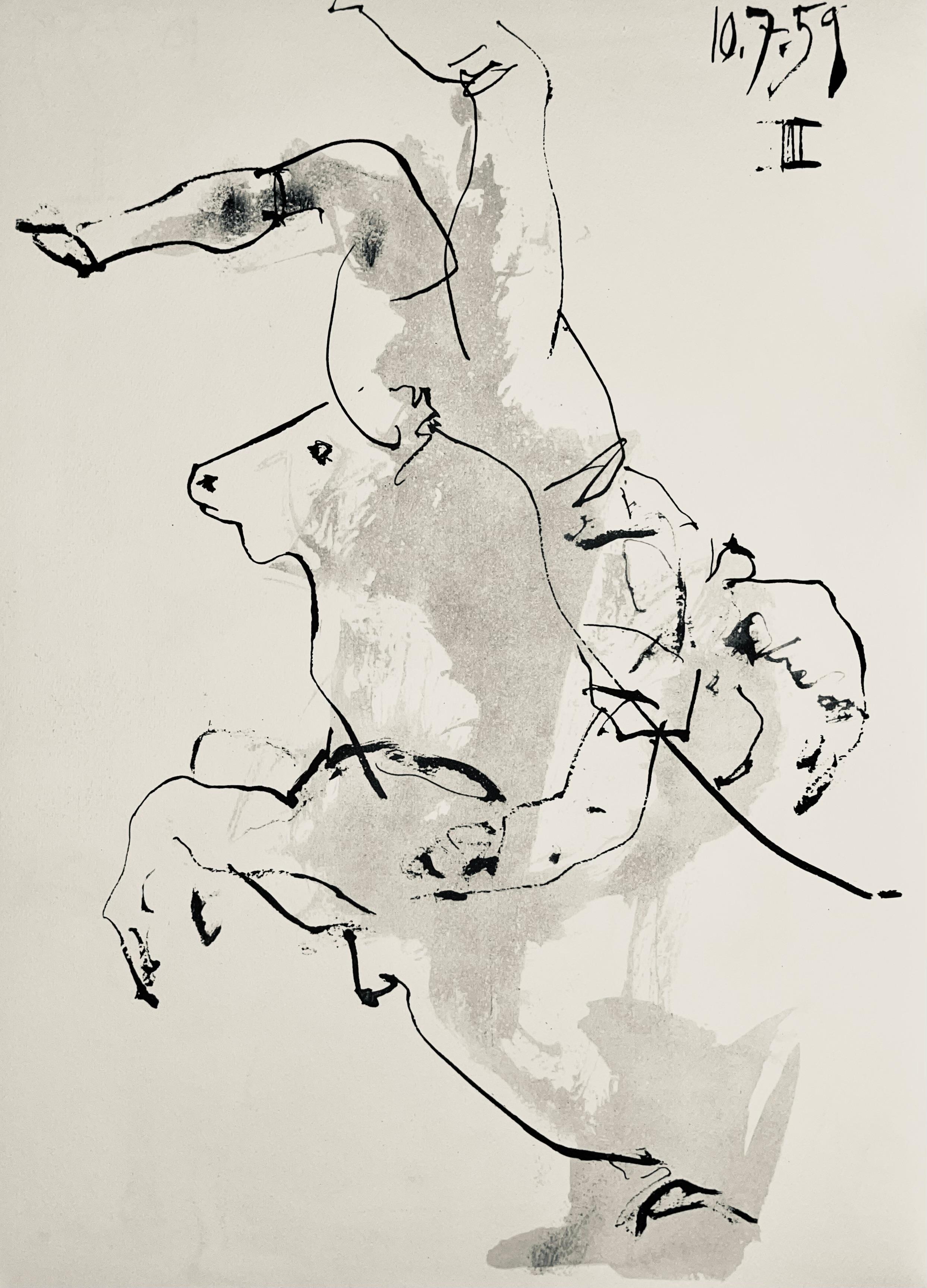 Figurative Print Pablo Picasso - Picasso, Composition (Bloch 1276 ; Czwiklitzer 23), Toros y Toreros (après)