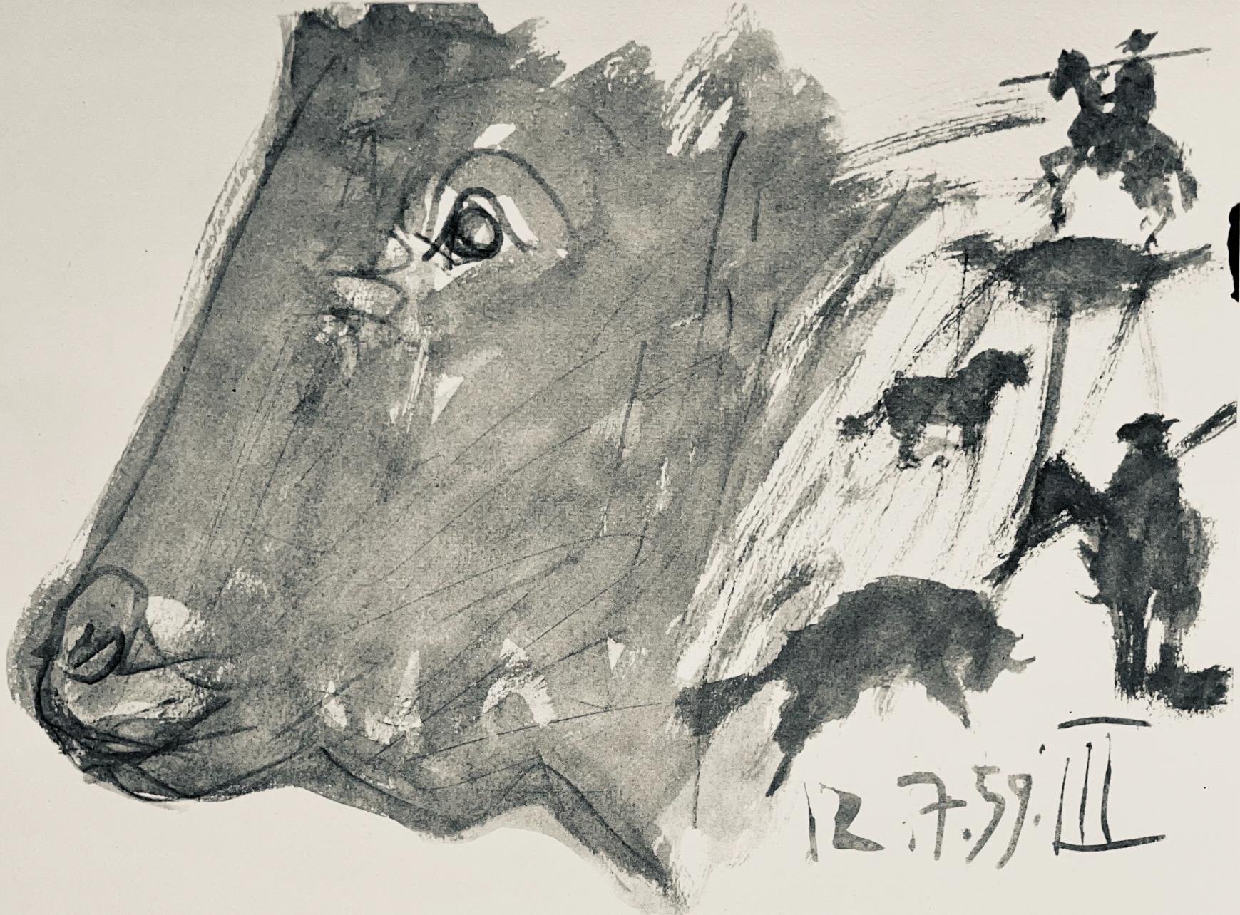 Figurative Print Pablo Picasso - Picasso, Composition (Bloch 1276 ; Czwiklitzer 23), Toros y Toreros (après)