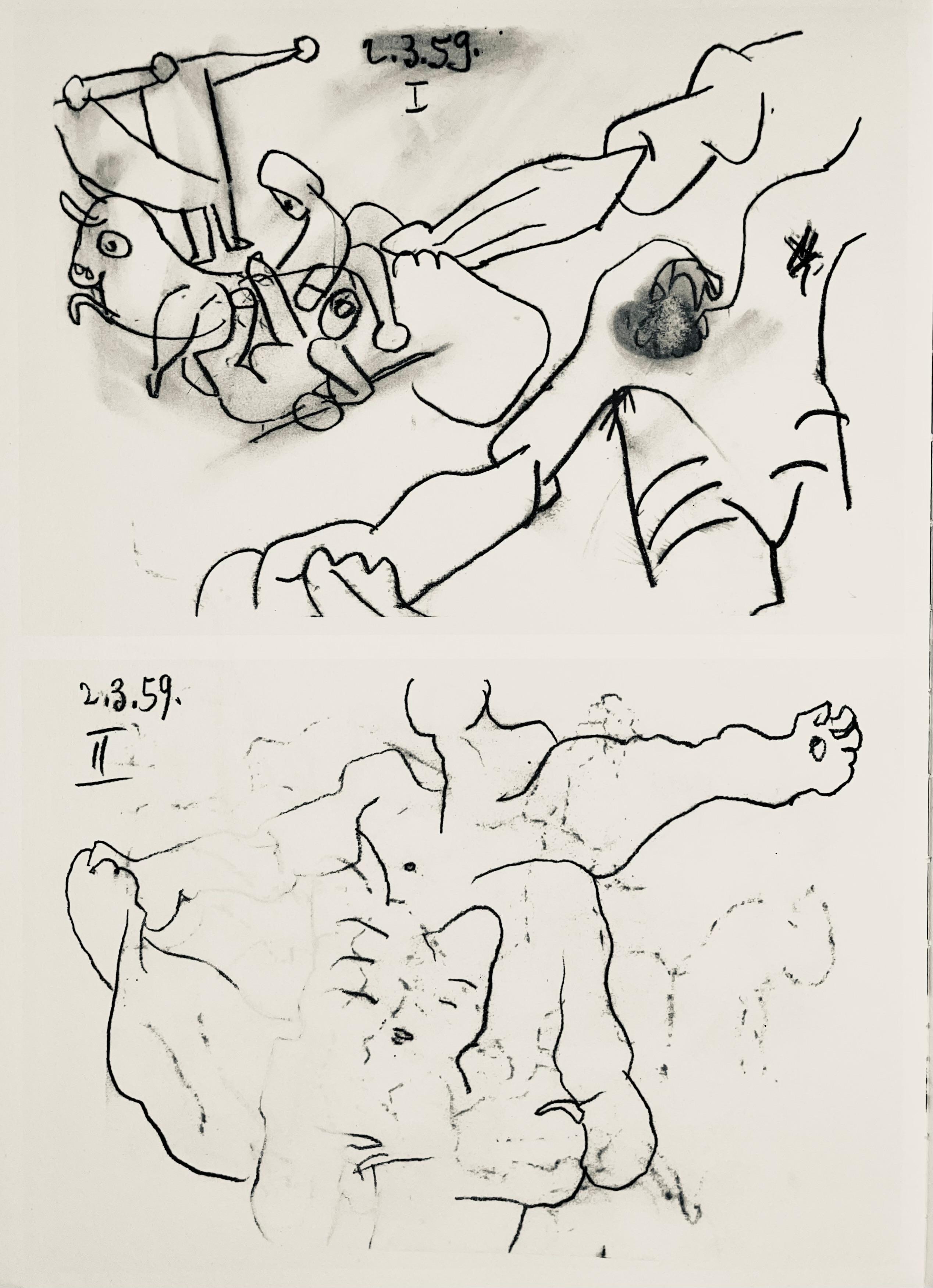 Pablo Picasso Figurative Print - Picasso, Composition (Bloch 1276; Czwiklitzer 23), Toros y Toreros (after)