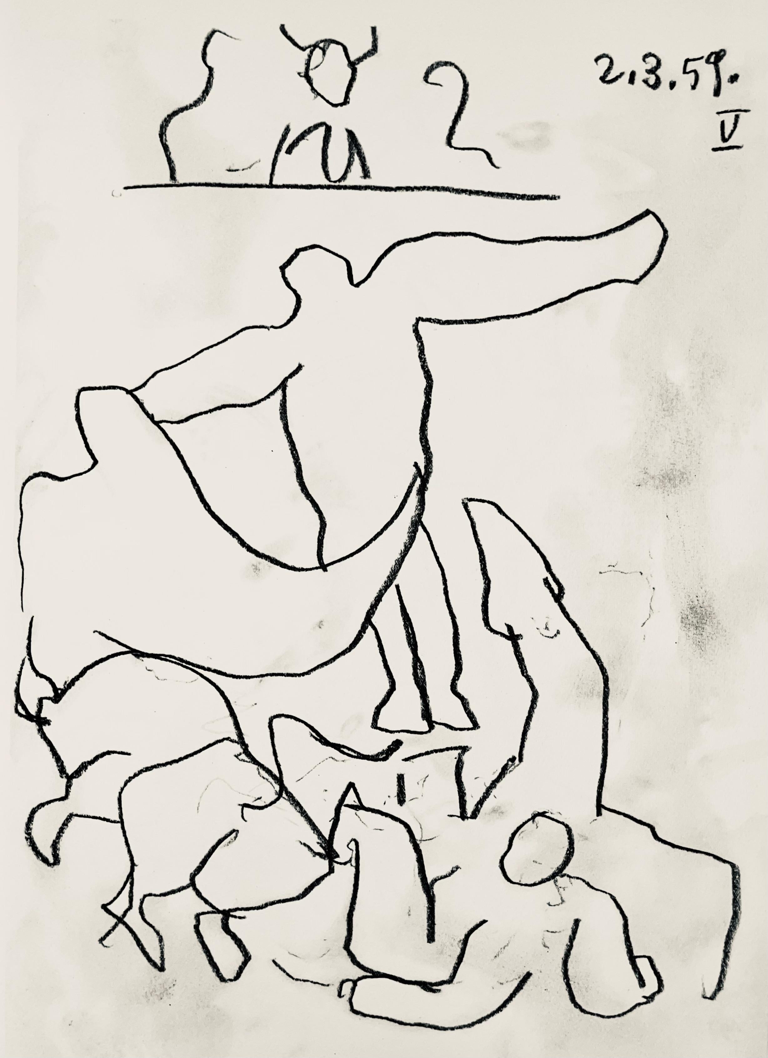 Pablo Picasso Figurative Print - Picasso, Composition (Bloch 1276; Czwiklitzer 23), Toros y Toreros (after)