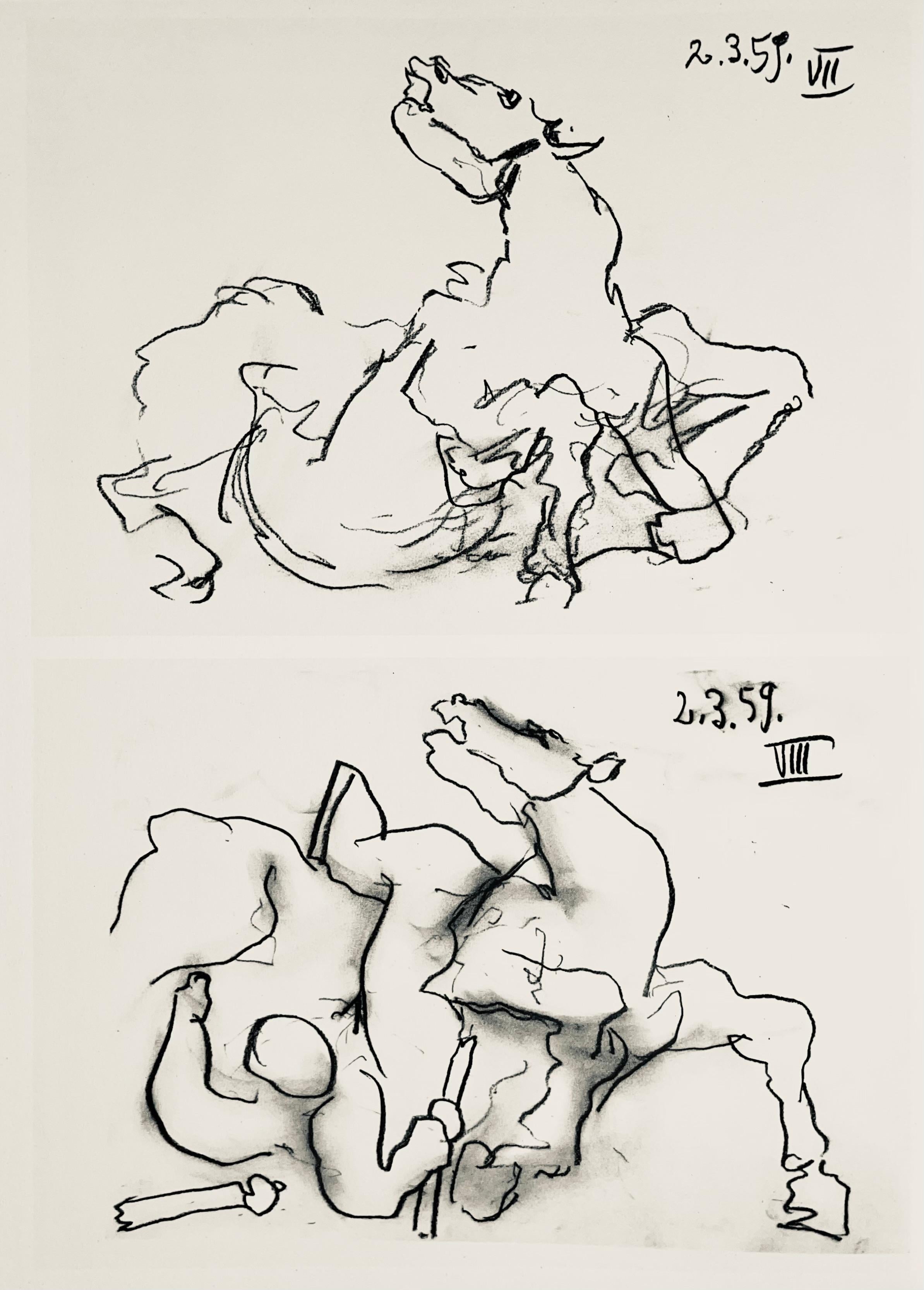 Pablo Picasso Figurative Print - Picasso, Composition (Bloch 1276; Czwiklitzer 23), Toros y Toreros (after)