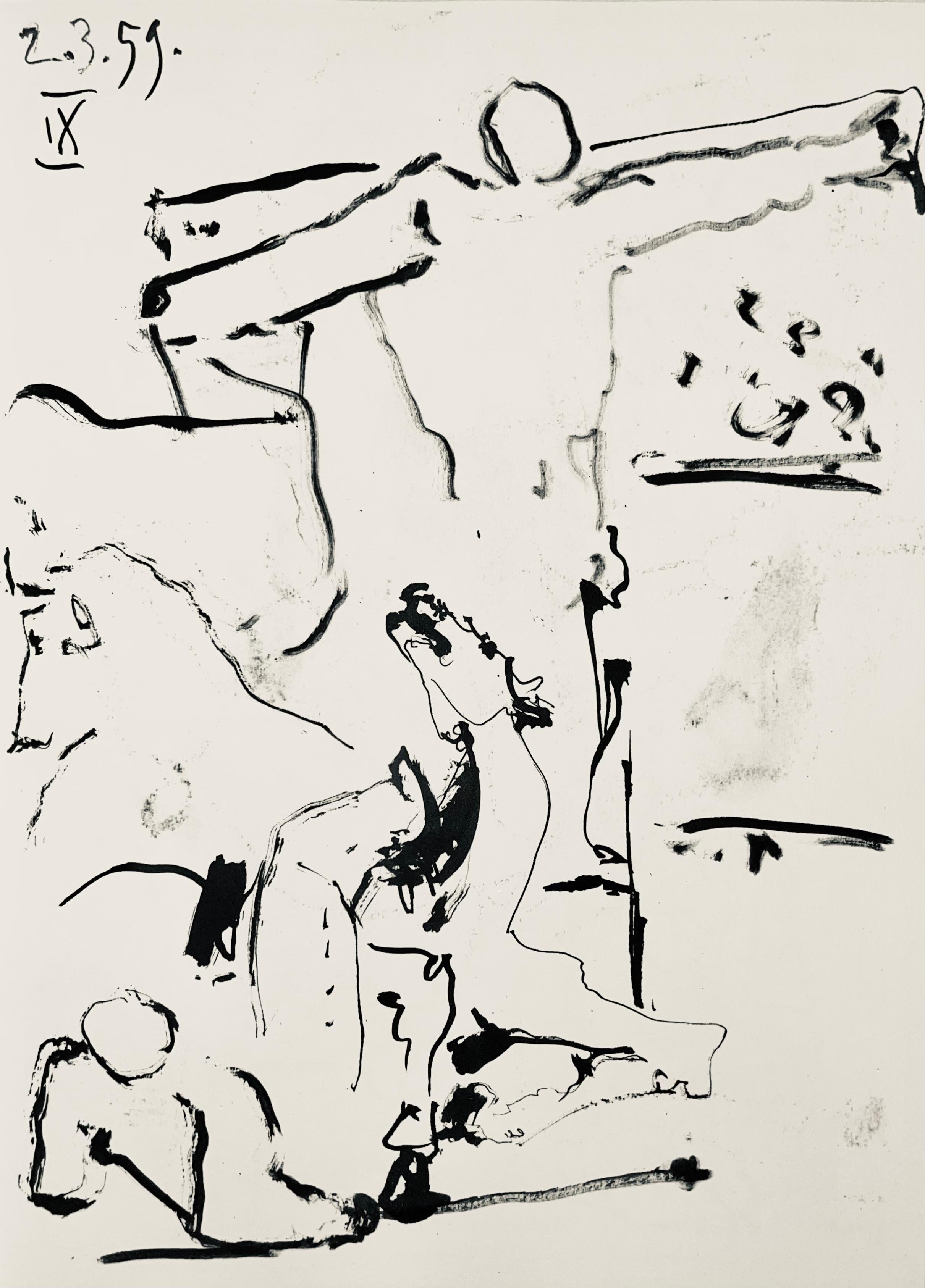 Pablo Picasso Figurative Print - Picasso, Composition (Bloch 1276; Czwiklitzer 23), Toros y Toreros (after)