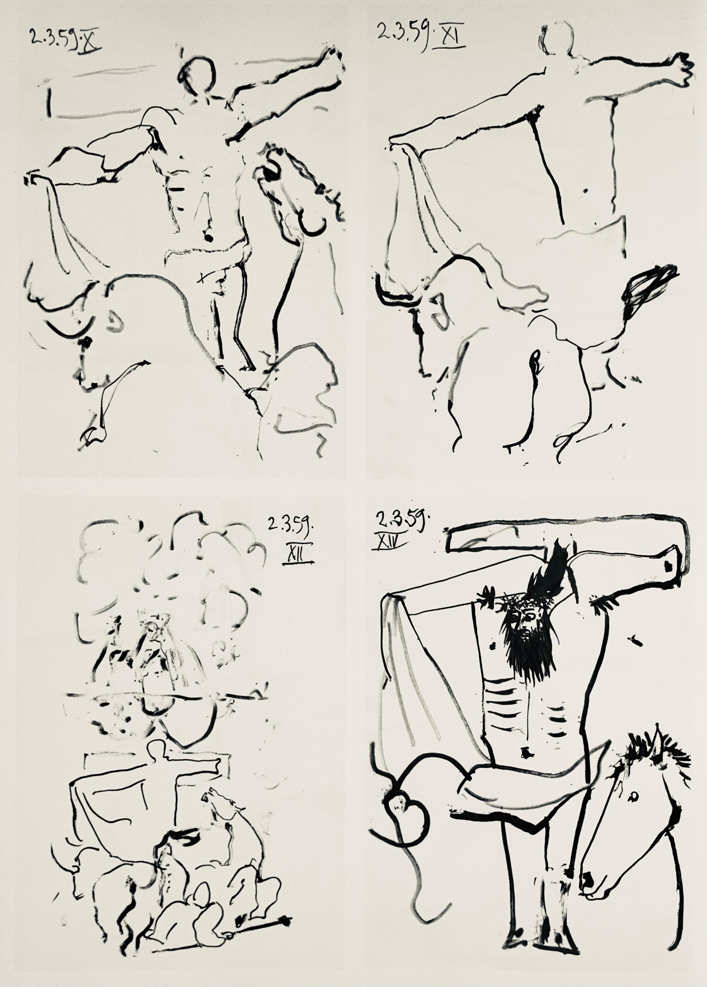 Pablo Picasso Landscape Print - Picasso, Composition (Bloch 1276; Czwiklitzer 23), Toros y Toreros (after)