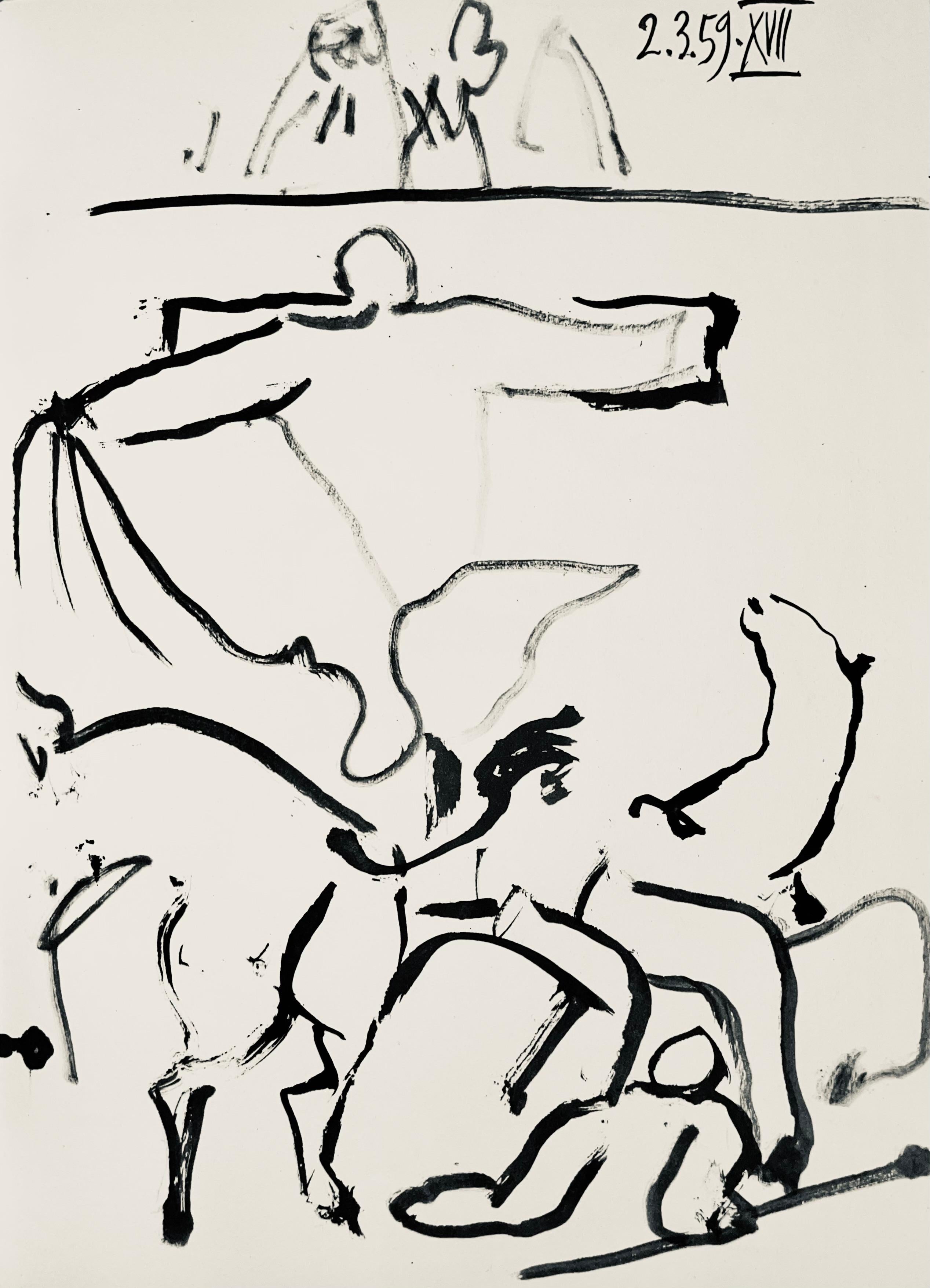 Pablo Picasso Figurative Print - Picasso, Composition (Bloch 1276; Czwiklitzer 23), Toros y Toreros (after)