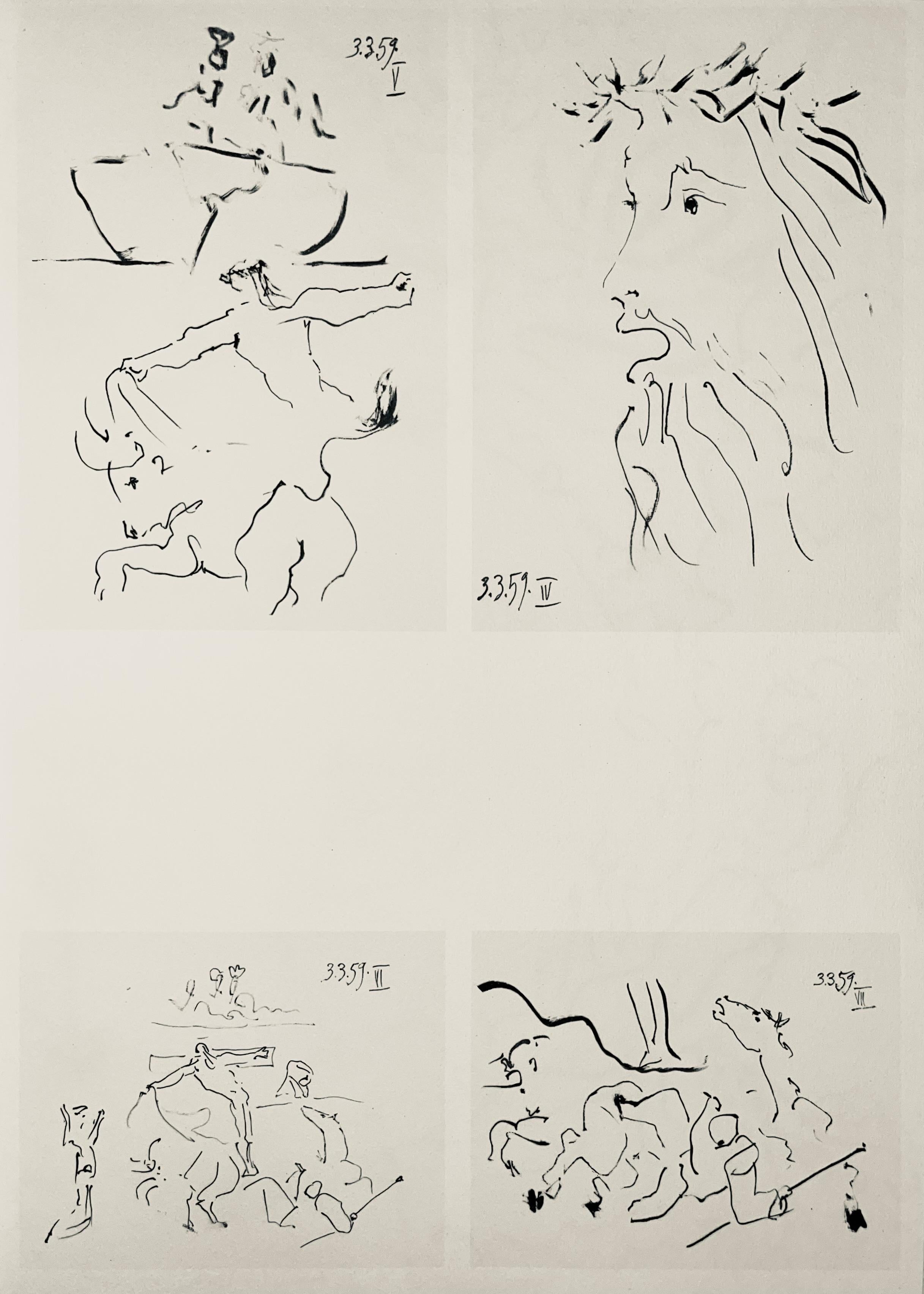 Pablo Picasso Figurative Print - Picasso, Composition (Bloch 1276; Czwiklitzer 23), Toros y Toreros (after)