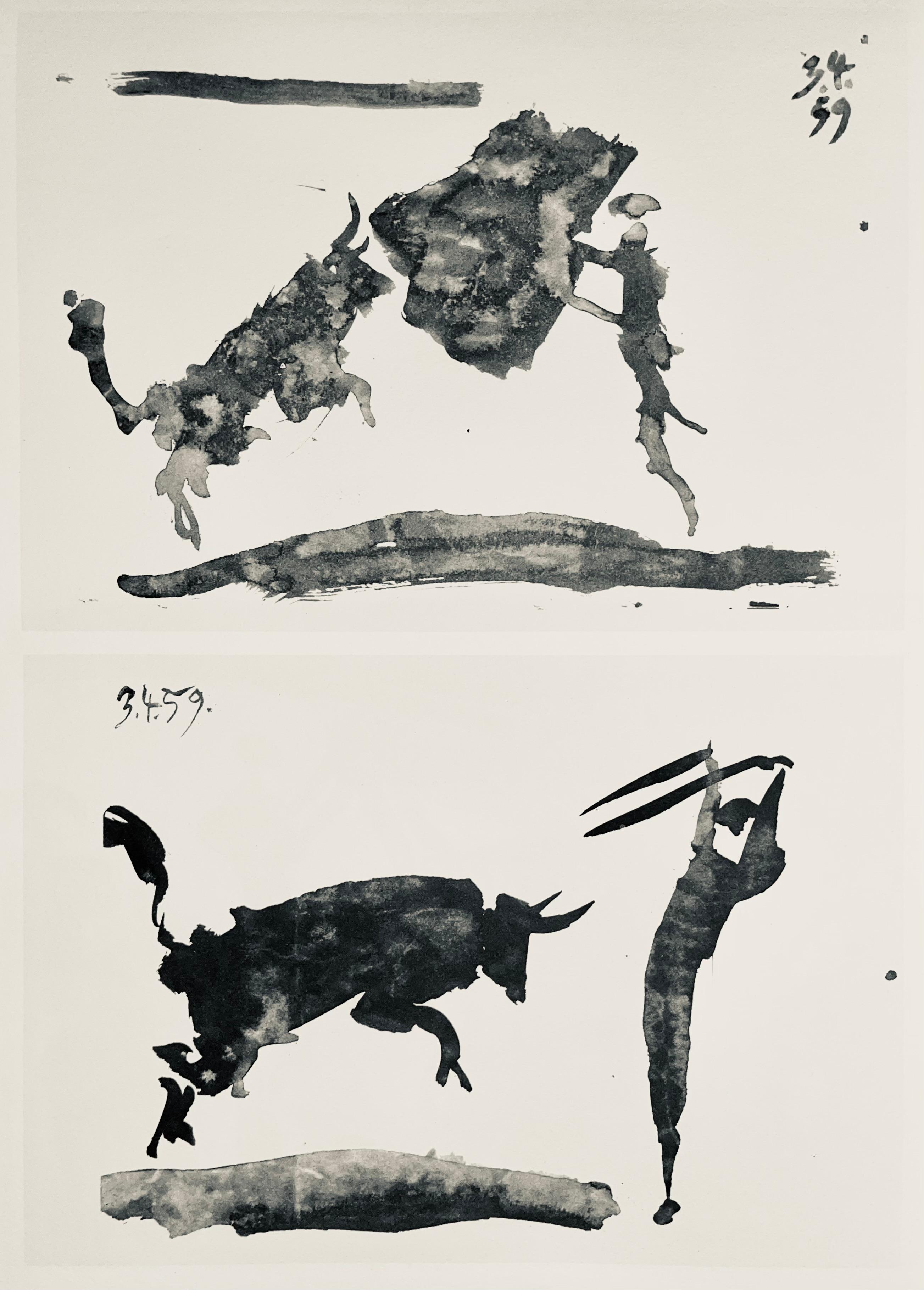 Landscape Print de Pablo Picasso - Picasso, Composición (Bloch 1276; Czwiklitzer 23), Toros y Toreros (después)