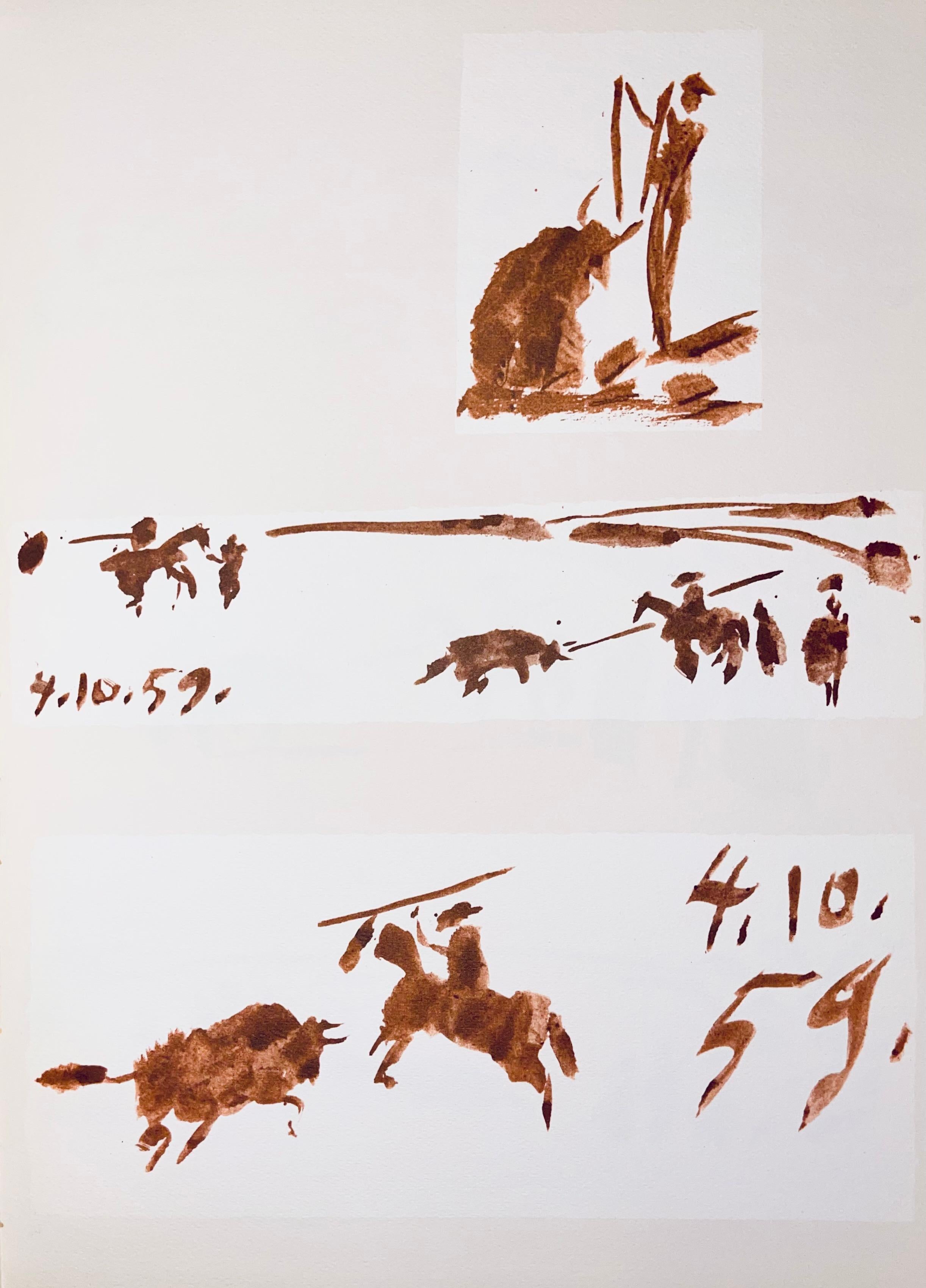 Pablo Picasso Figurative Print - Picasso, Composition (Bloch 1276; Czwiklitzer 23), Toros y Toreros (after)
