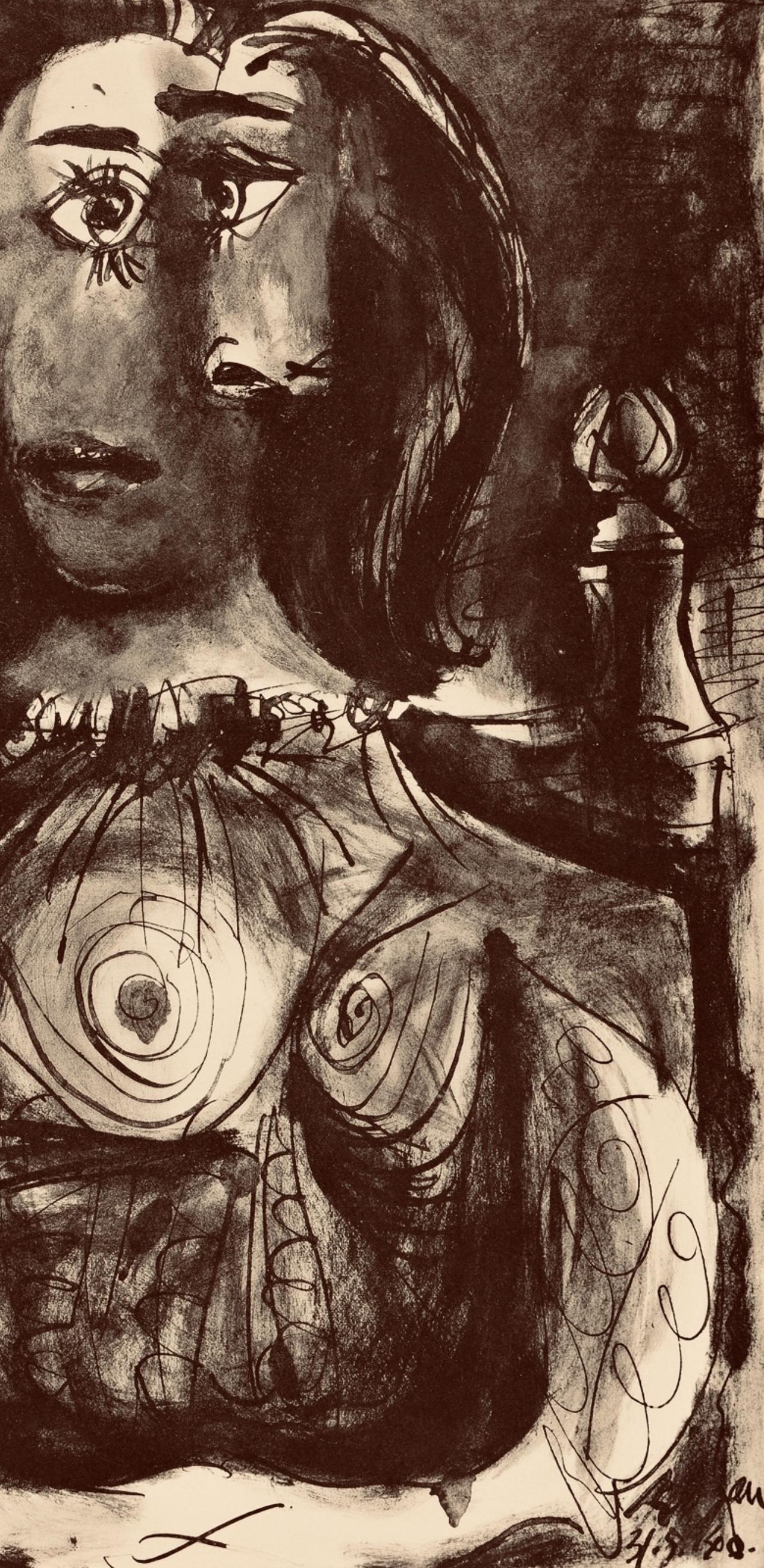 Picasso, Composition, Carnet de dessins de Picasso, Cahiers d'Art (d'après) - Marron Figurative Print par Pablo Picasso