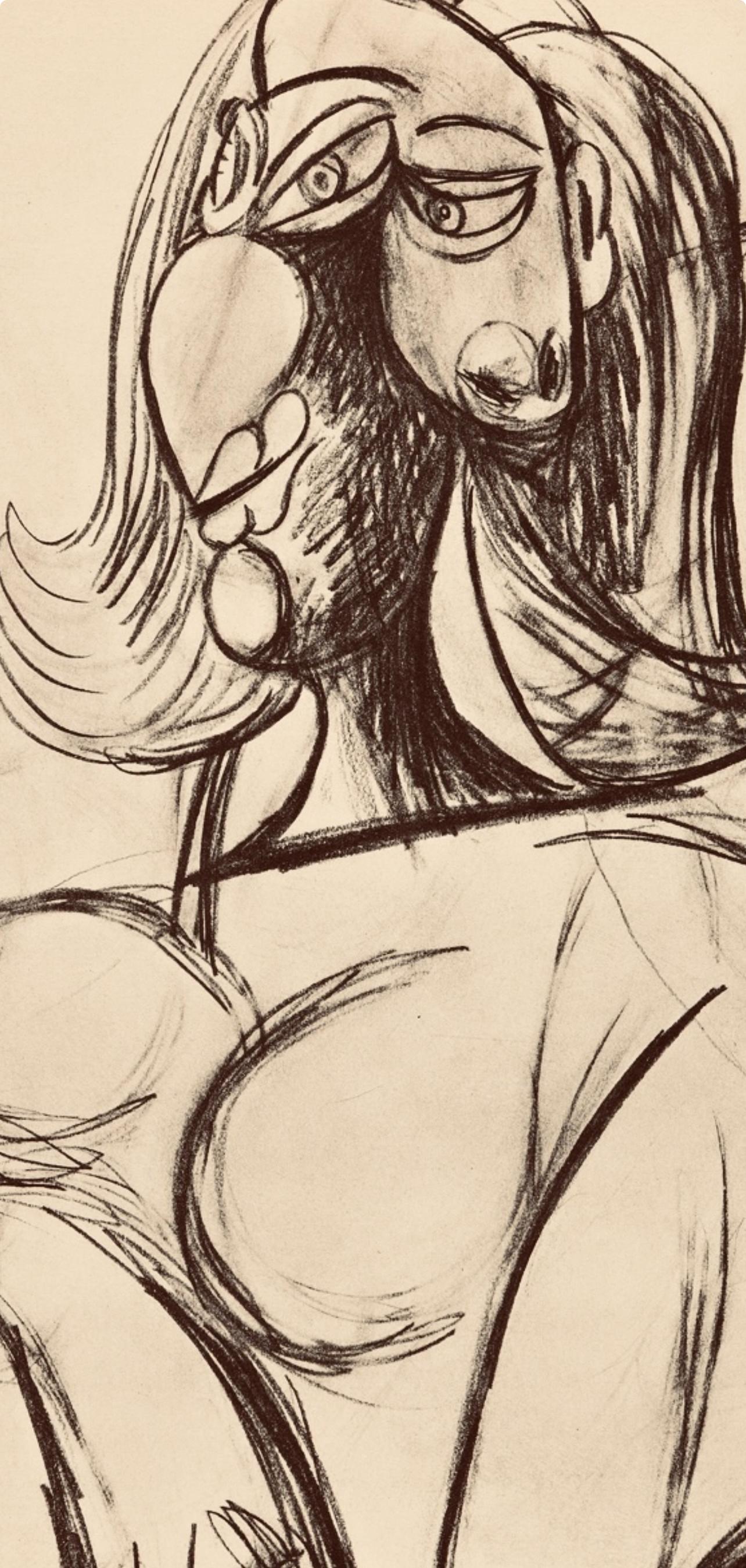 Picasso, Composition, Carnet de dessins de Picasso, Cahiers d'Art (d'après) - Beige Figurative Print par Pablo Picasso