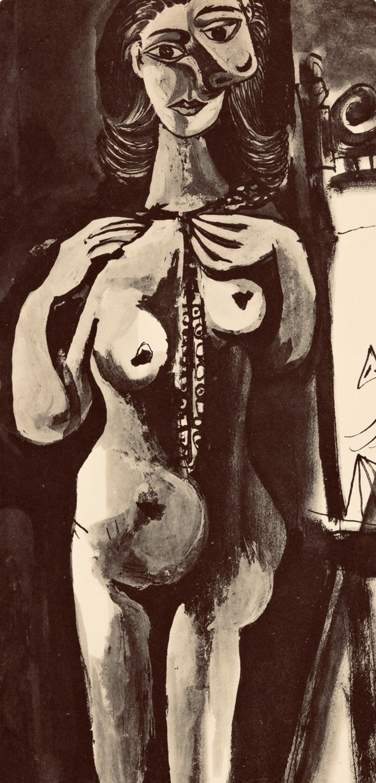 Picasso, Composition, Carnet de dessins de Picasso, Cahiers d'Art (d'après) - Noir Landscape Print par Pablo Picasso