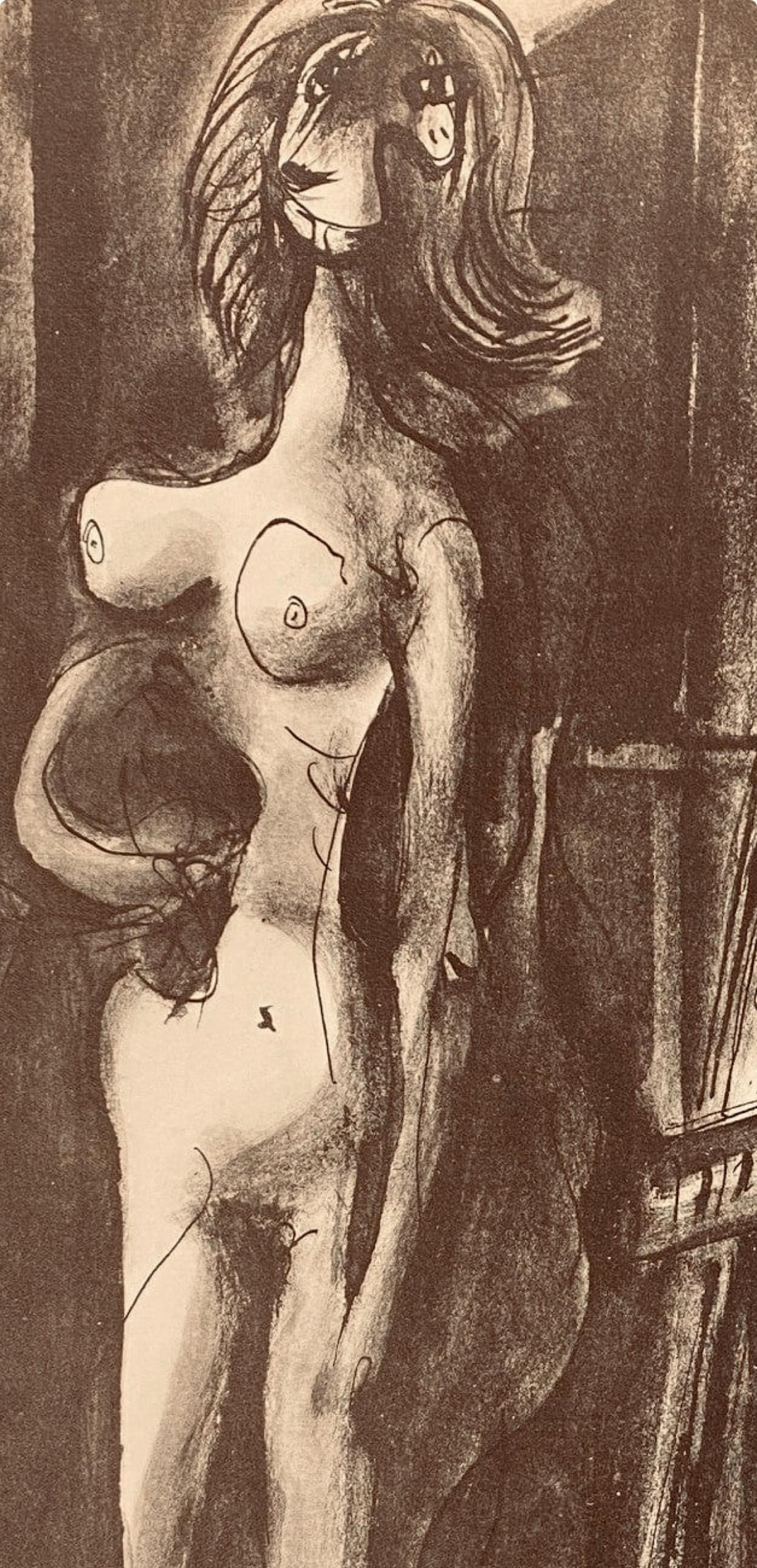 Picasso, Composition, Carnet de dessins de Picasso, Cahiers d'Art (d'après) - Marron Landscape Print par Pablo Picasso