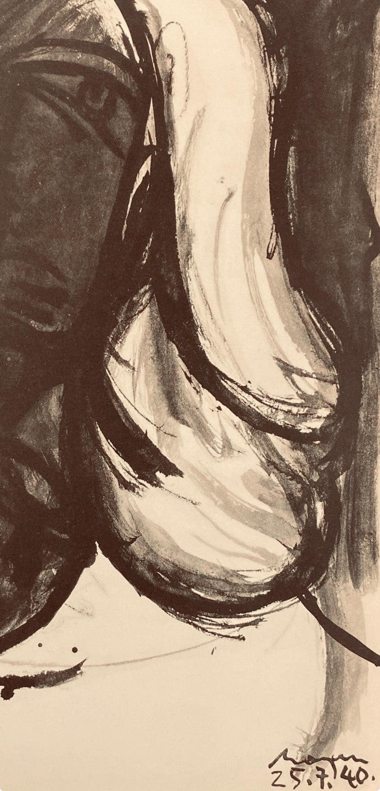 Picasso, Composition, Carnet de dessins de Picasso, Cahiers d'Art (d'après) - Marron Figurative Print par Pablo Picasso