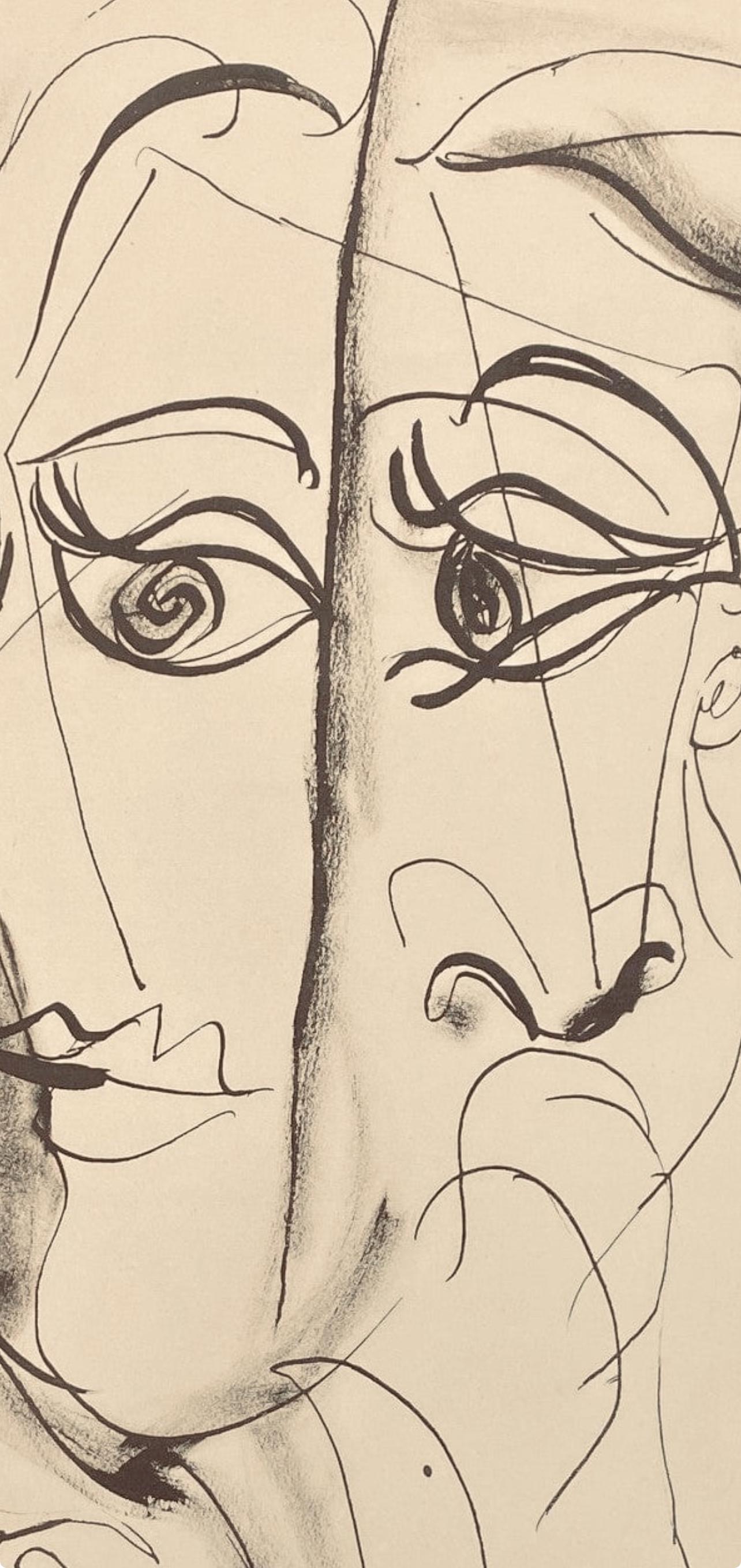 Picasso, Composition, Carnet de dessins de Picasso, Cahiers d'Art (d'après) - Beige Landscape Print par Pablo Picasso