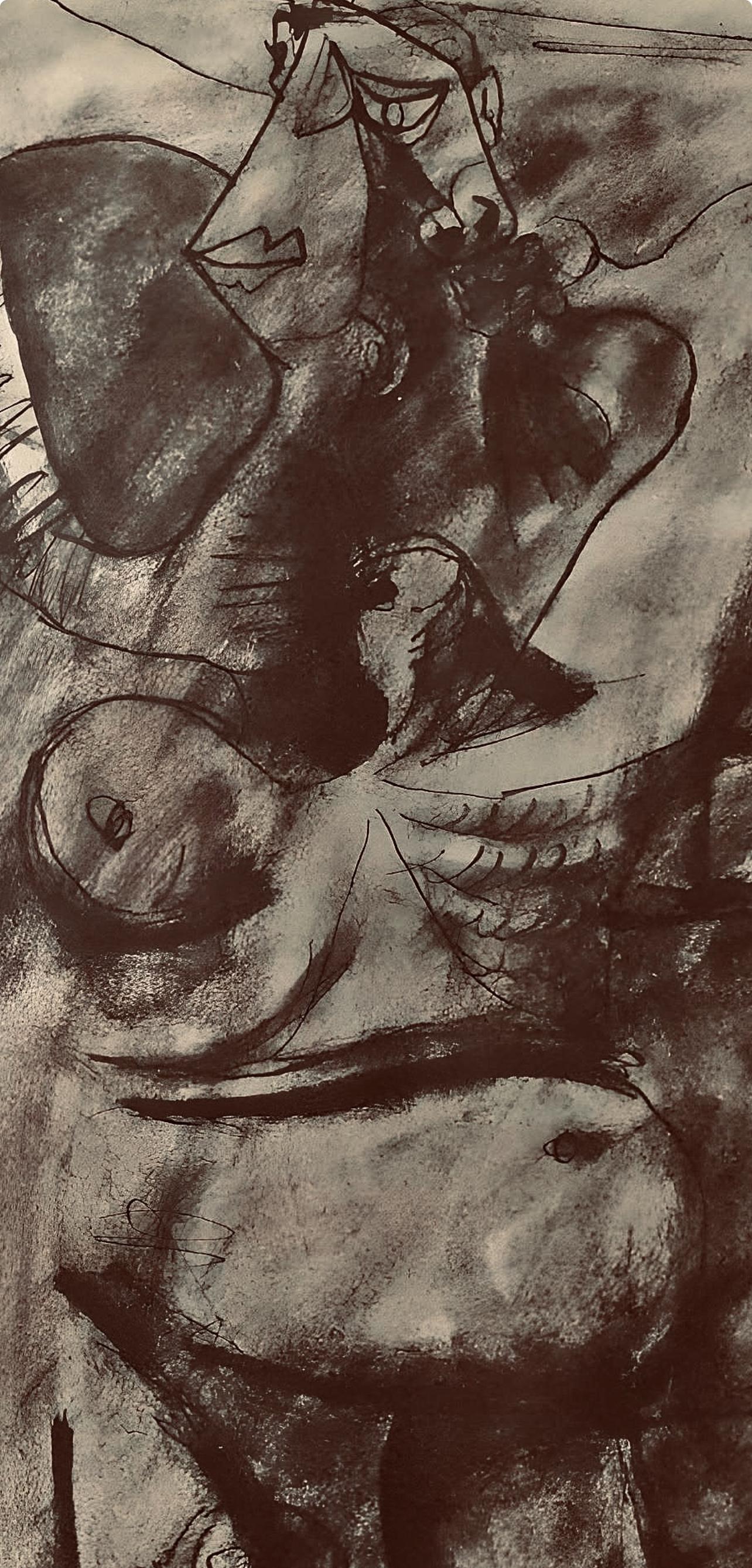 Picasso, Composition, Carnet de dessins de Picasso, Cahiers d'Art (d'après) - Marron Landscape Print par Pablo Picasso